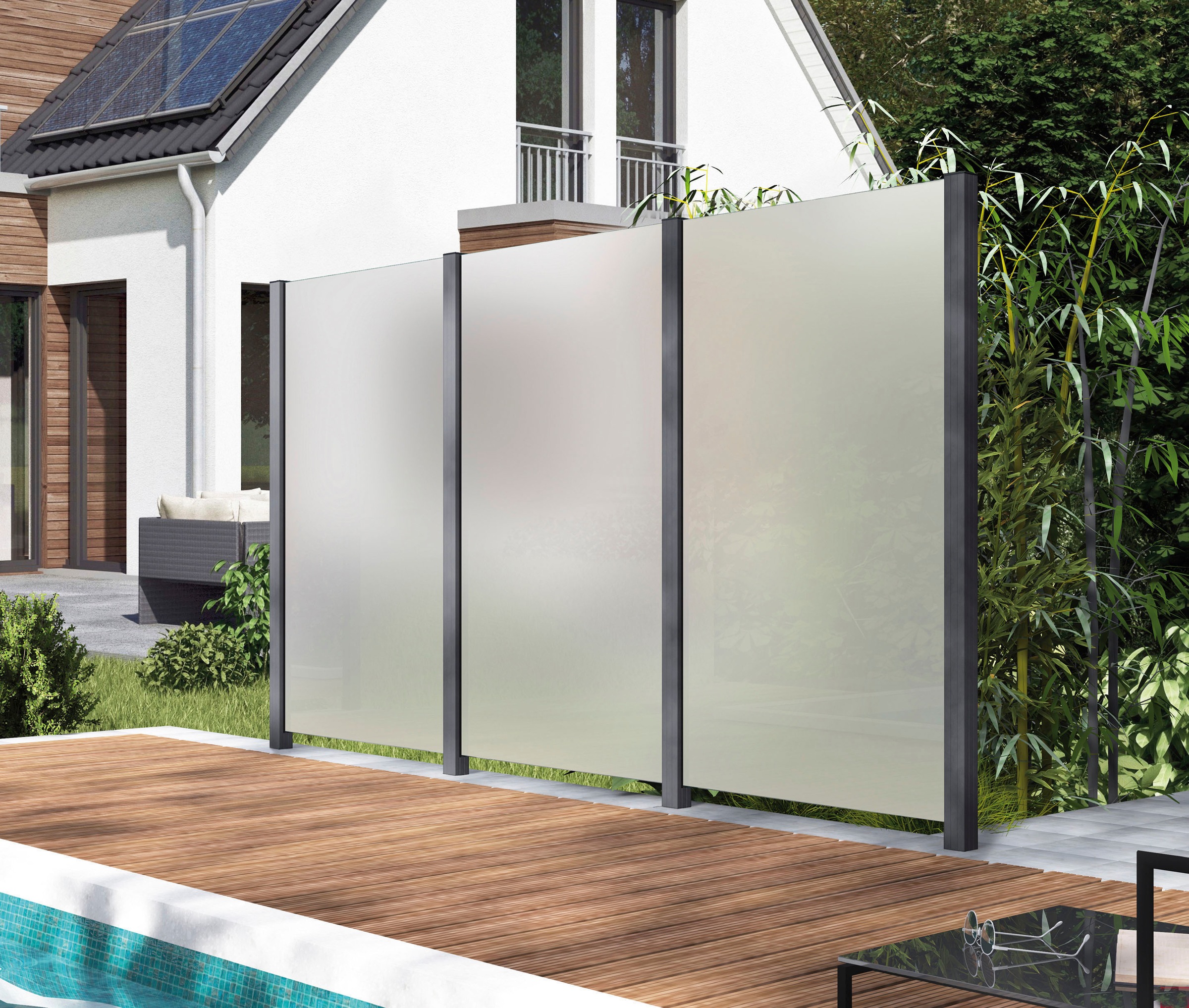 STAKET PRO Zaun Glaszaun, Gesamtlänge: 3,36 m, 4 Pfosten