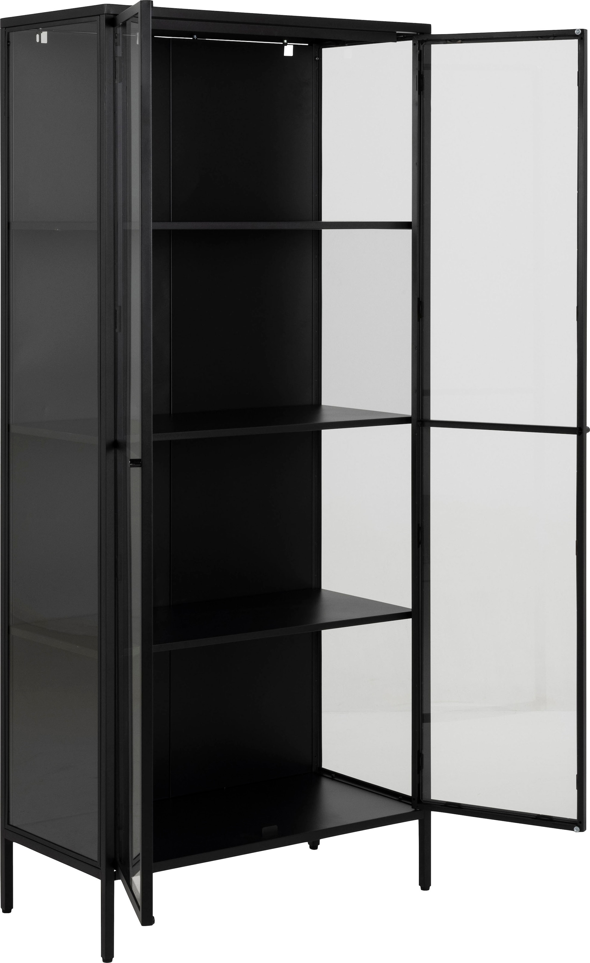 ACTONA GROUP Vitrine »New York«, 4 Höhe und schwarzes kaufen online Fächern, Metall, 180cm Glastüren mit