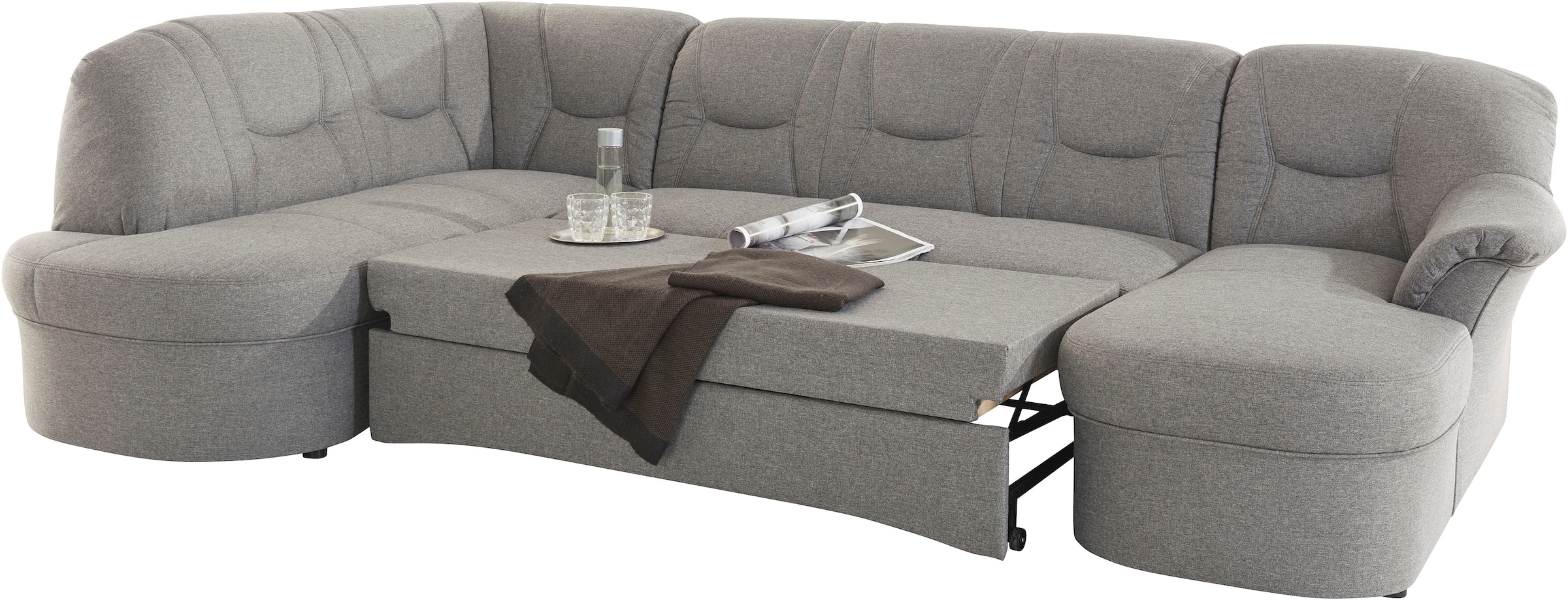 DOMO collection Wohnlandschaft »Sarafina, zeitlos und komfortabel, optional mit Federkern, U-Form«, wahlweise mit Bettfunktion