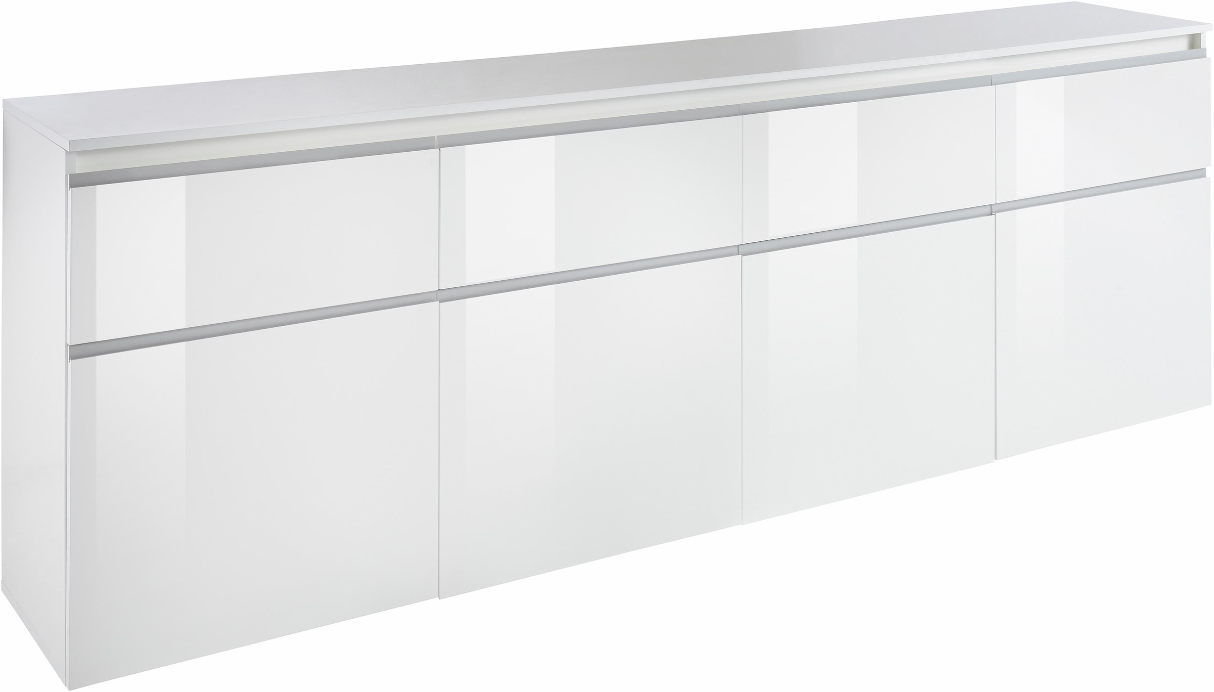 INOSIGN Sideboard »Magic, Kommode, Schrank, Kredenz«, mit 4 Türen, 4 Schubkästen sowie alufarbenen Softgriffen, Breite 240cm