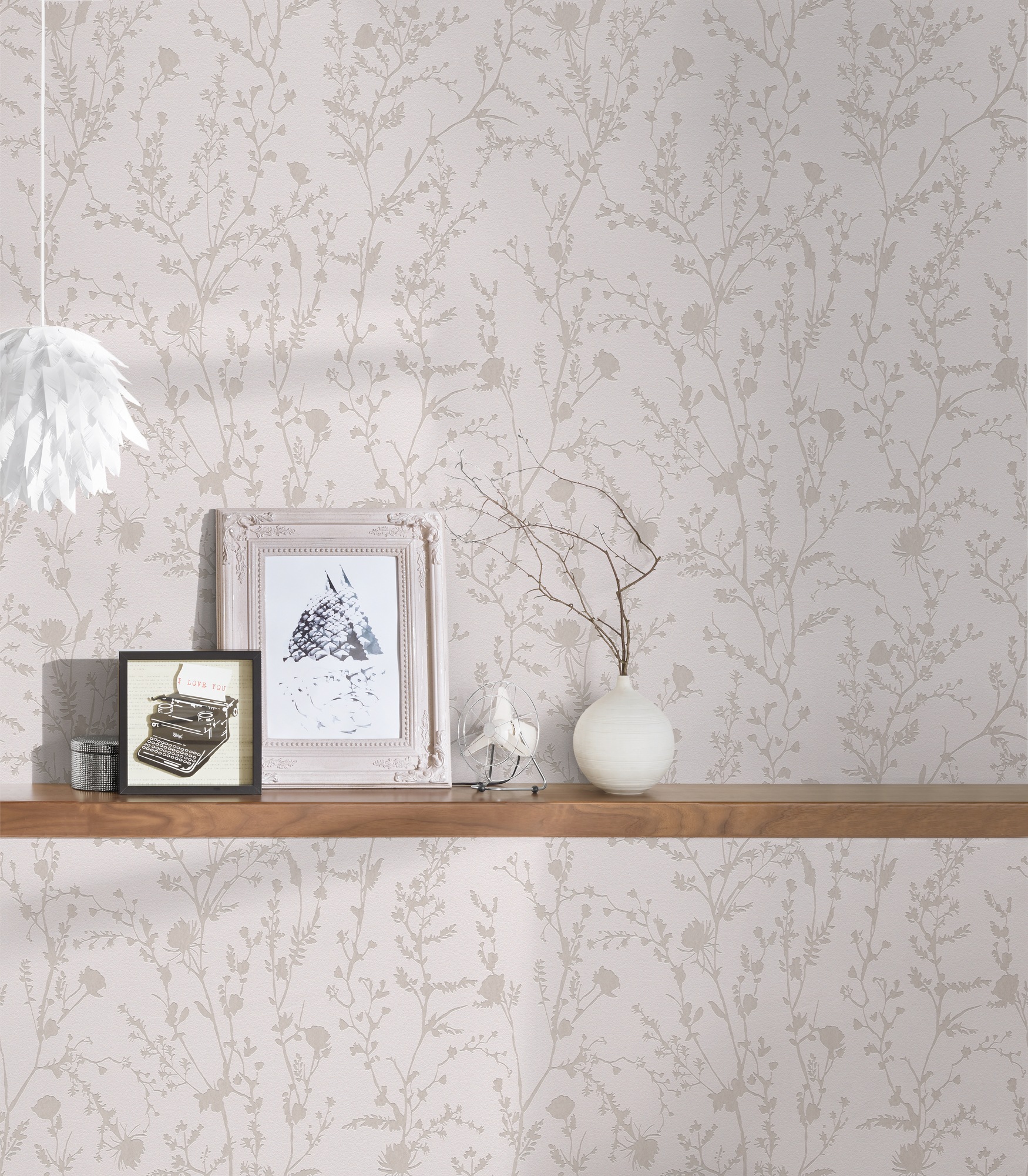 A.S. Création Vliestapete »Casual Living florale Tapete Mustertapete Äste Blattmuster«, schimmernd, Vliestapete Blumentapete für Schlafzimmer Küche Wohnzimmer Floral Flur