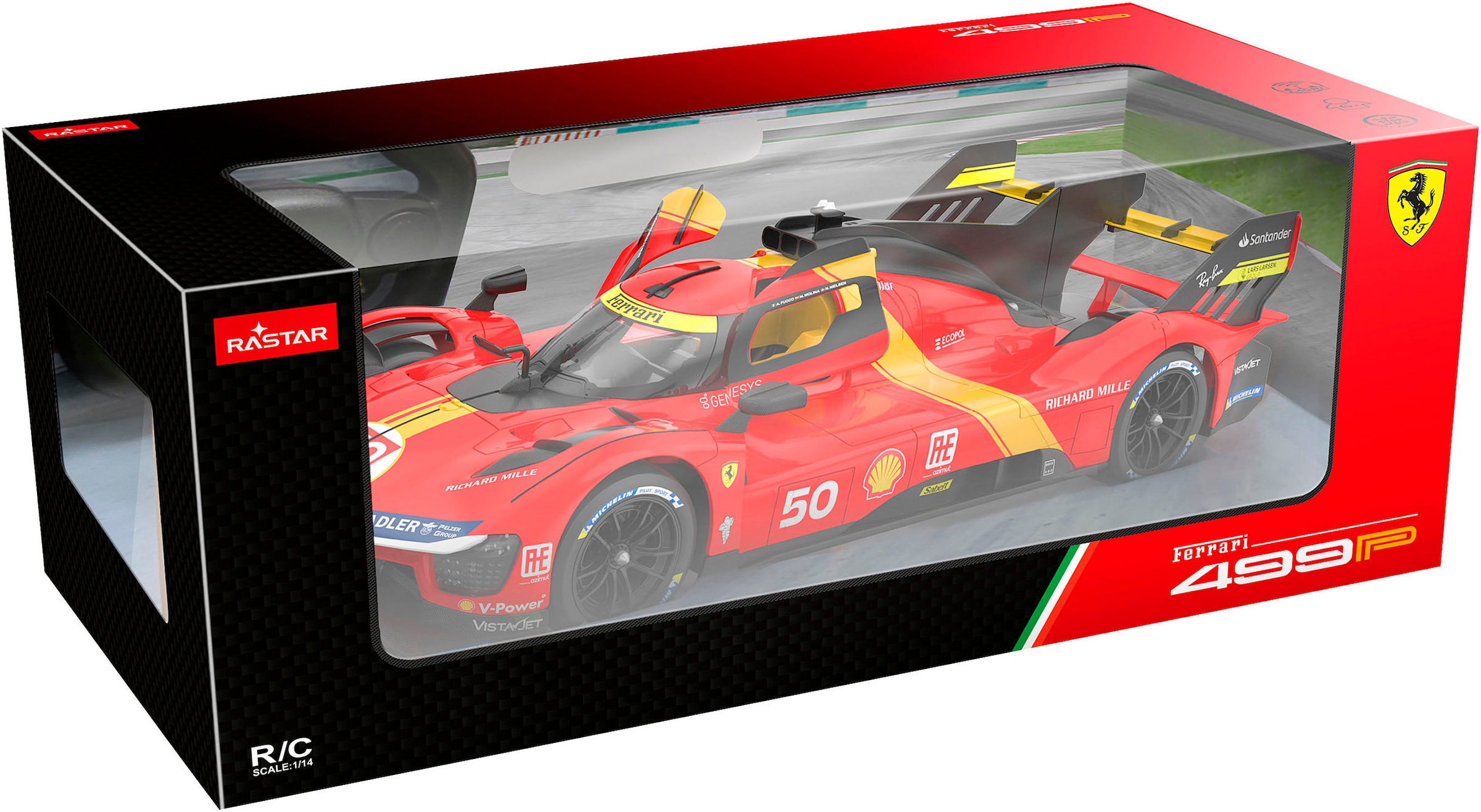 Jamara RC-Auto »Ferrari 499P 1:14 rot 2,4GHz Tür manuell«, im Maßstab 1:14, mit LED Beleuchtung