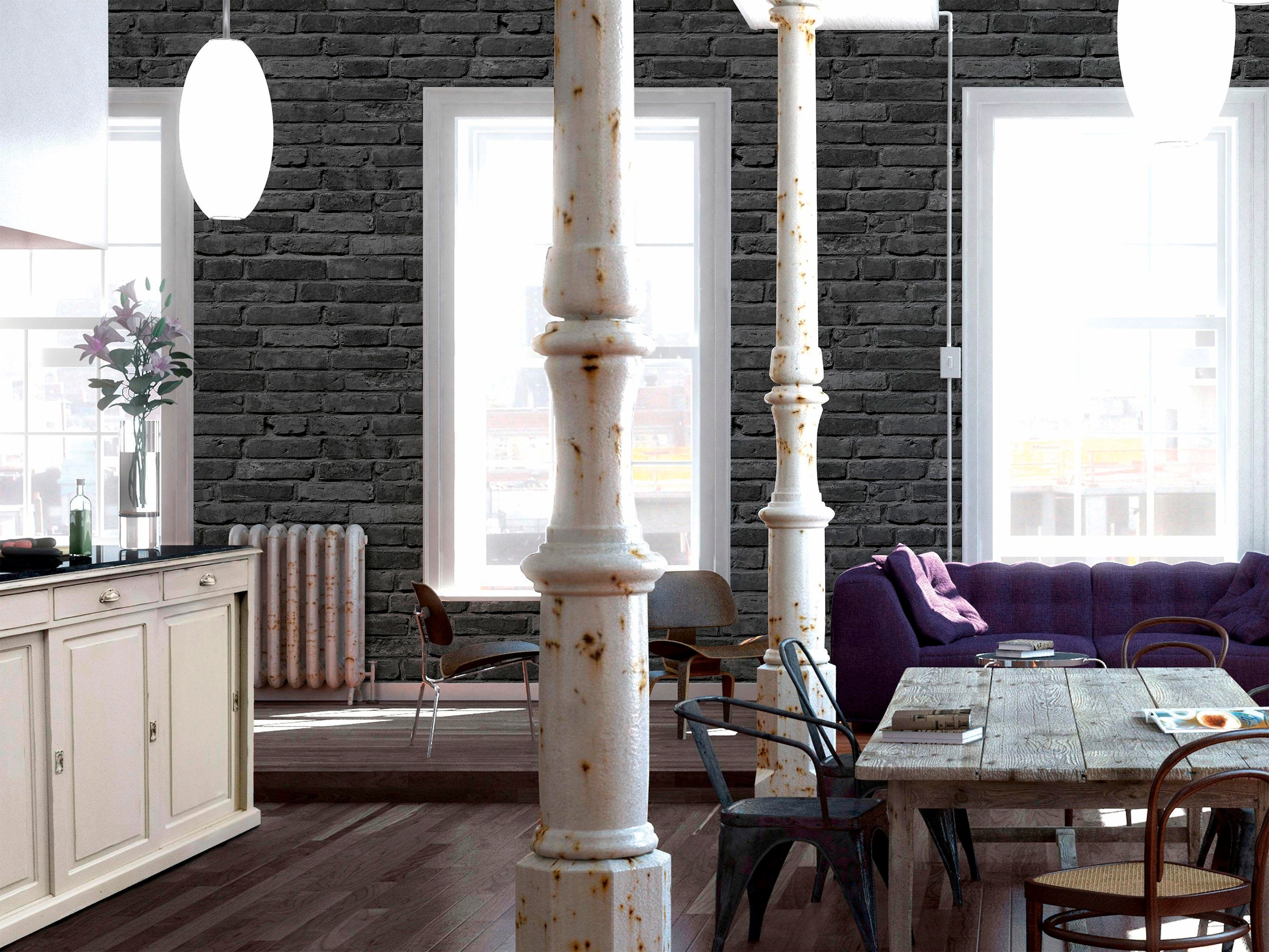living walls Vliestapete »Best of Wood`n Stone 2nd Edition«, Steinoptik-gemustert-Motiv, Landhaus Tapete Stein Tapeten Wohnzimmer Schlafzimmer Küche Flur Optik