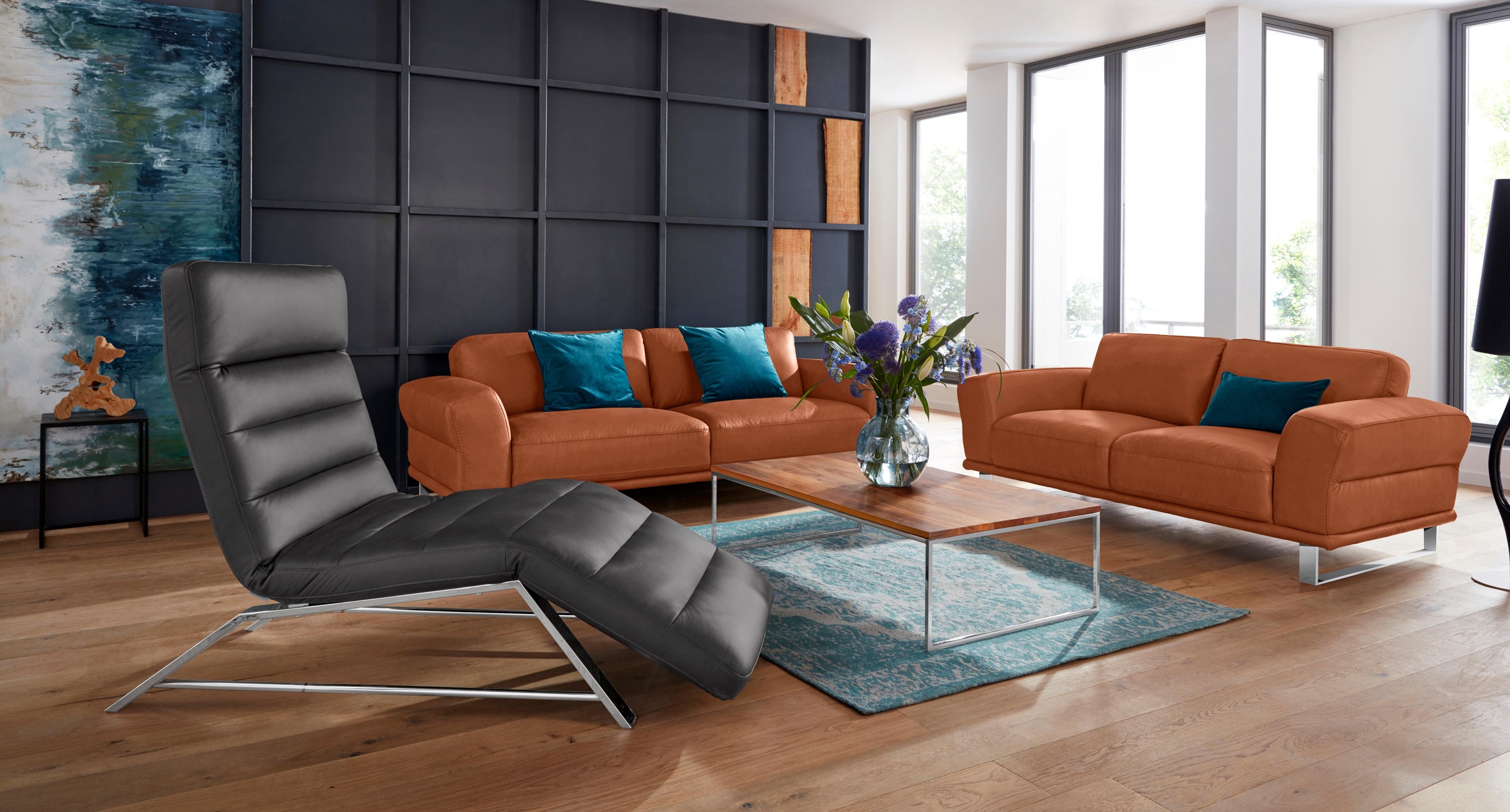 W.SCHILLIG 2-Sitzer »montanaa«, mit Metallkufen in Chrom glänzend, Breite 192 cm