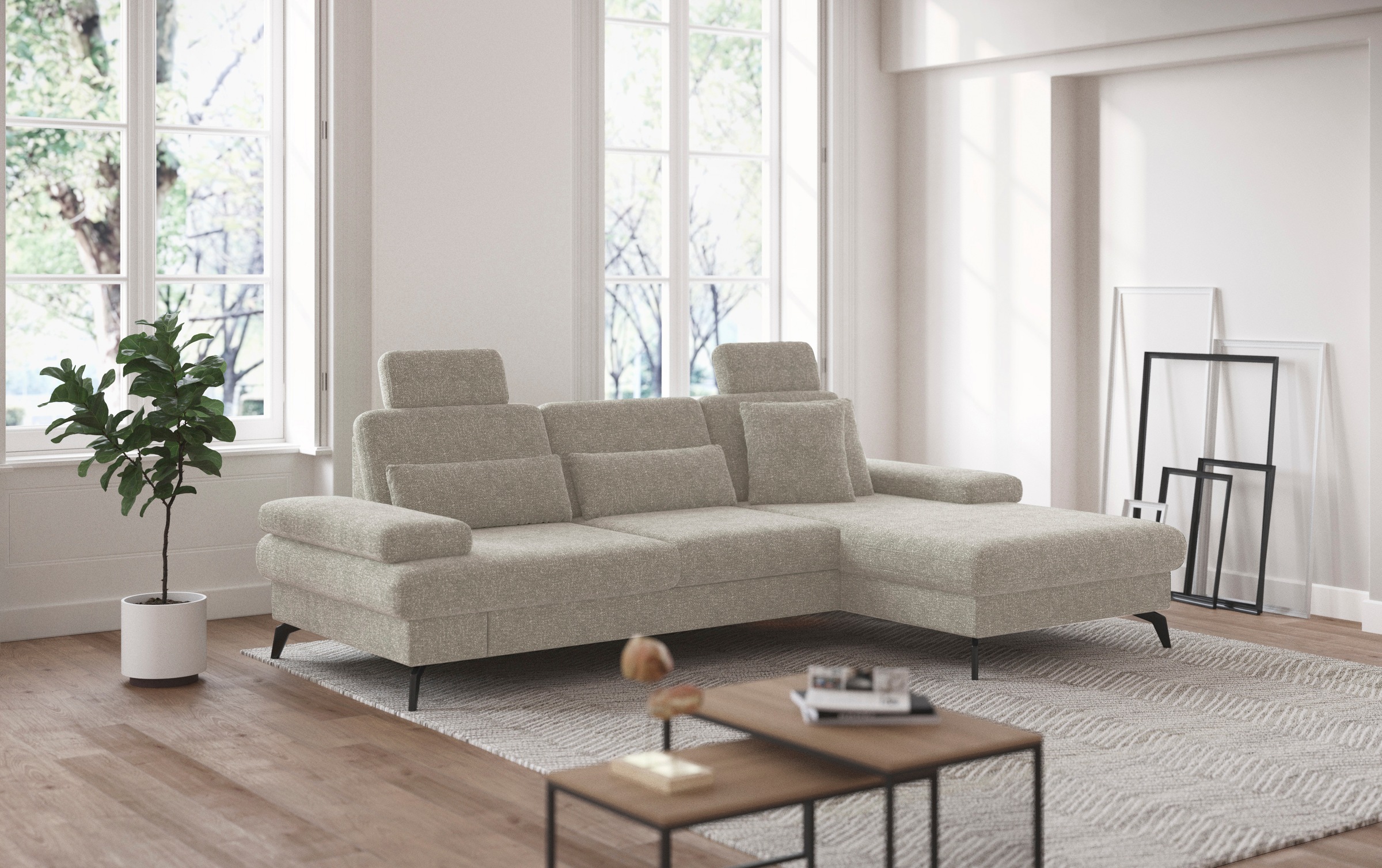 sit&more Ecksofa »Morris L-Form, inkl. Sitztiefenverstellung«, wahlweise mit Armteilverstellung, Bettfunktion & Bettkasten