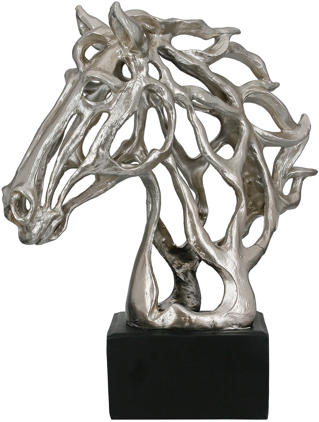 Casablanca by Gilde Dekoobjekt »Skulptur Pferd Cheval silberfarben H. 39,5 günstig online kaufen