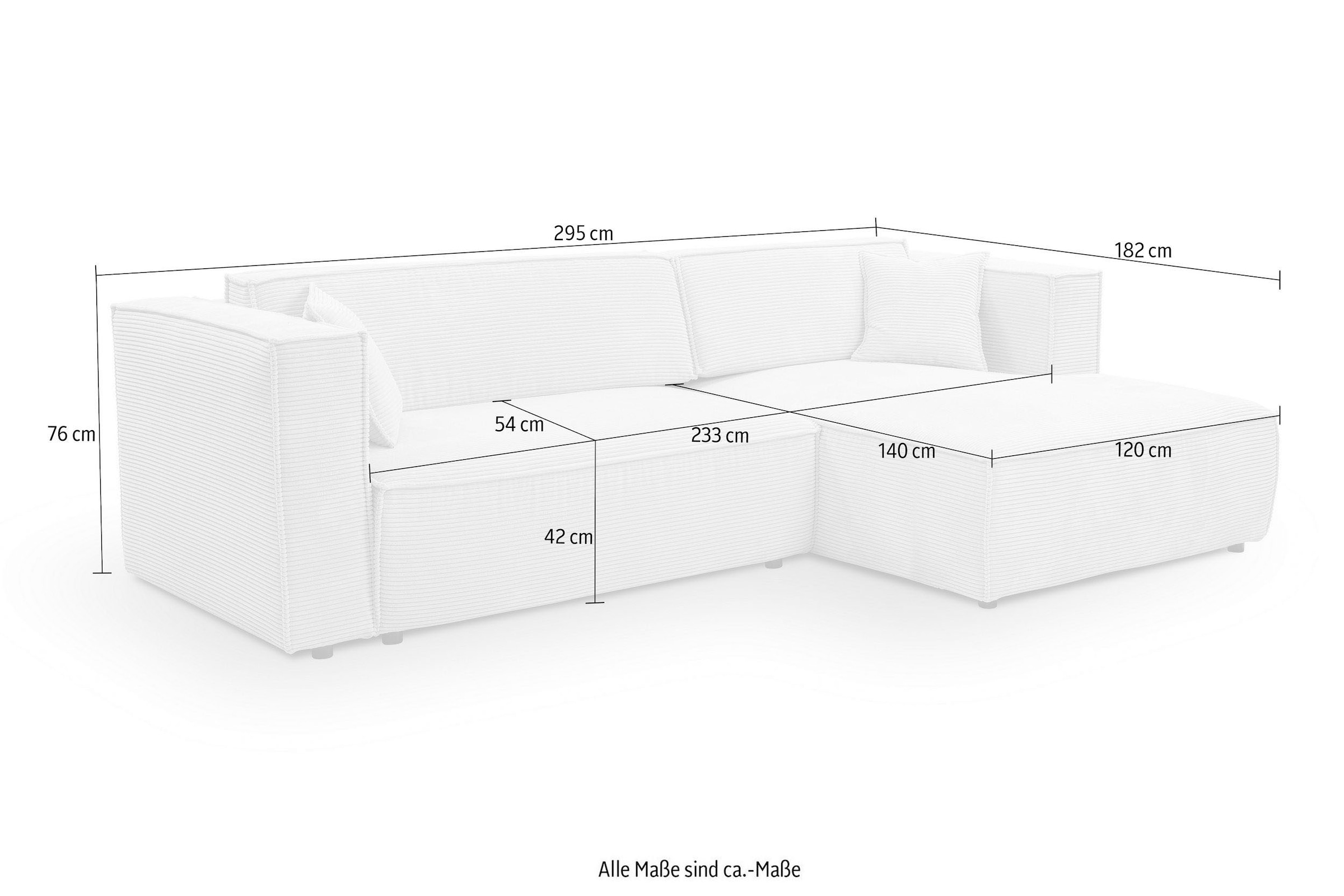 WERK2 Ecksofa »Atlanta-New 295 x 182 cm mit Bett & Bettkasten, Cord, zeitlos« Cord, L-Form, XXL, Schlaffunktion, Bettkasten