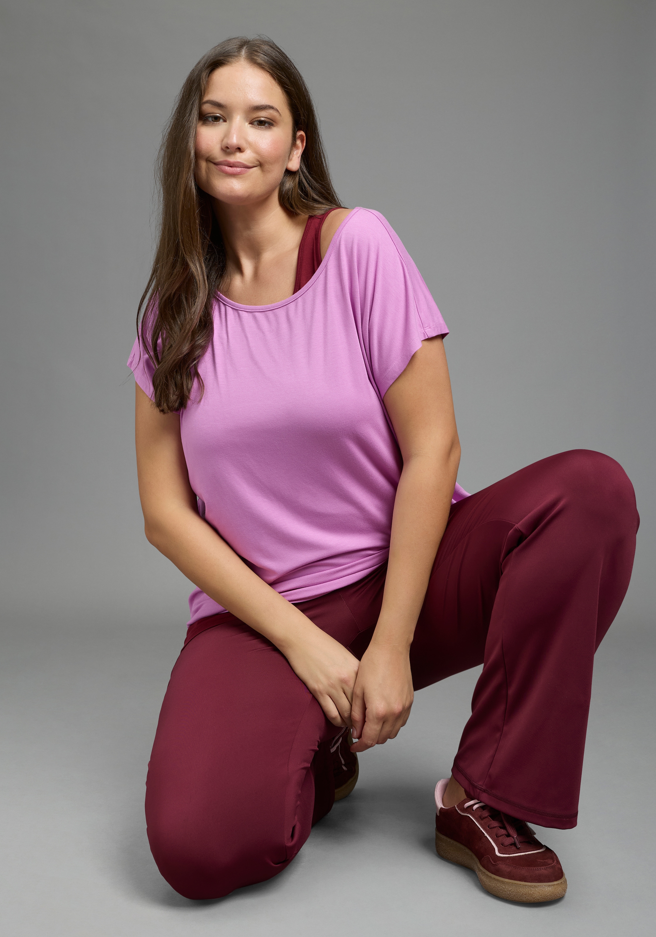 Laura Scott CURVE Yoga & Relax Shirt »Große Größen« Set, 2,  im 2er-Set, mit Rundhalsausschnitt, aus Jersey, unifarben