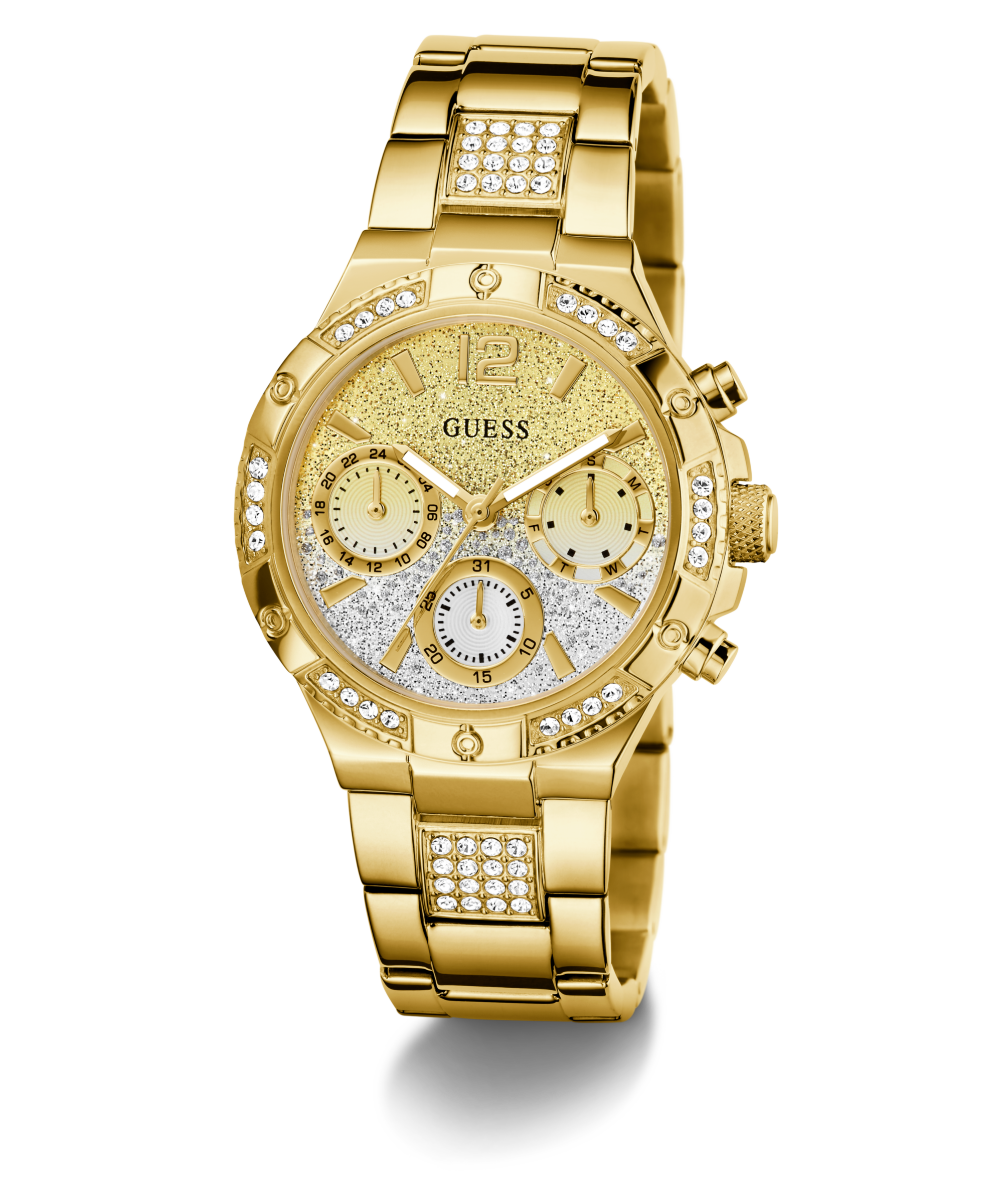 Guess Multifunktionsuhr »HARLOW« Quarzuhr, Armbanduhr, Damenuhr, Edelstahlarmband, Datum