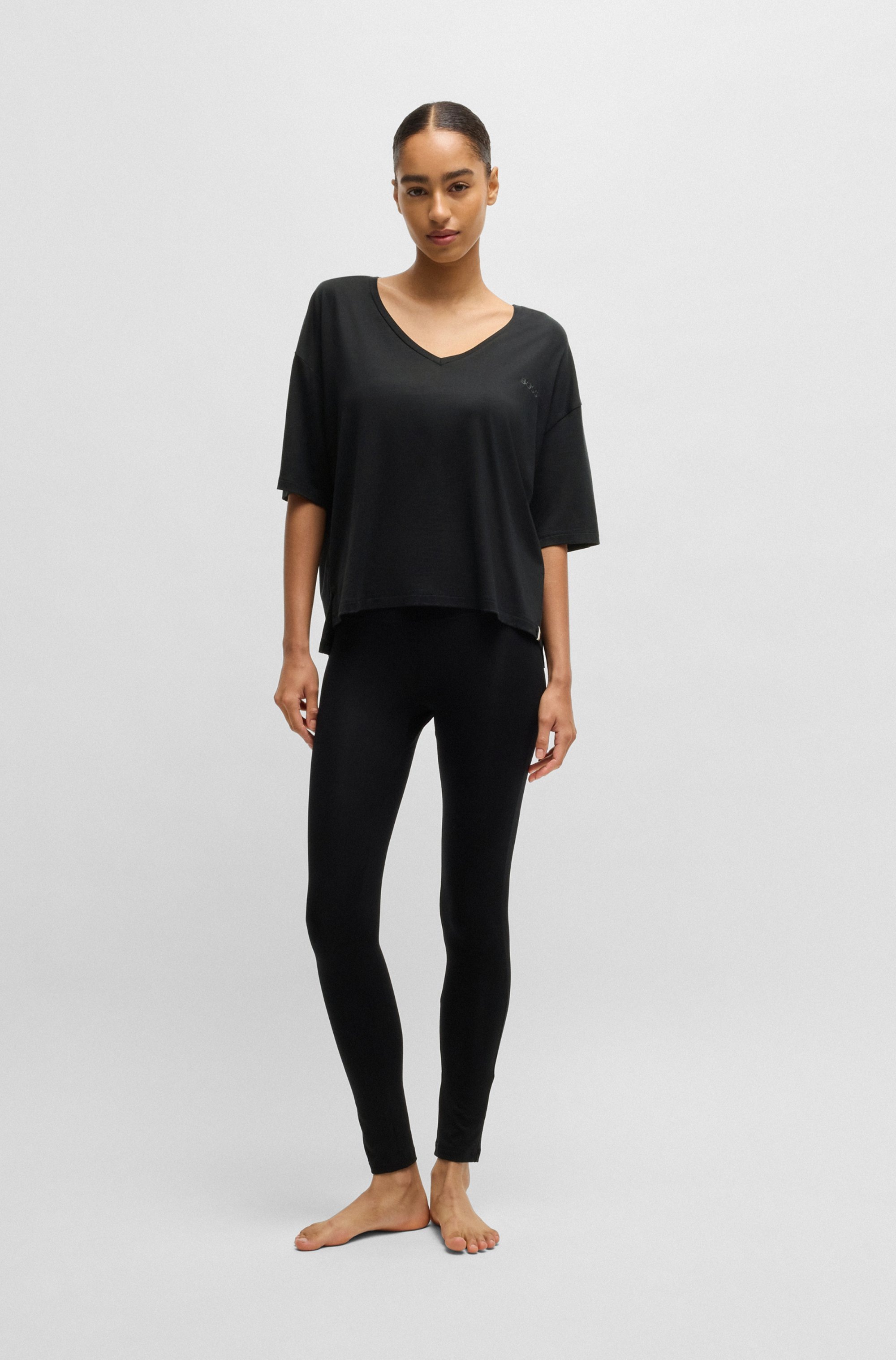 BOSS V-Shirt »CP Stripe_T-Shirt«, mit Ton-in-Ton Logo
