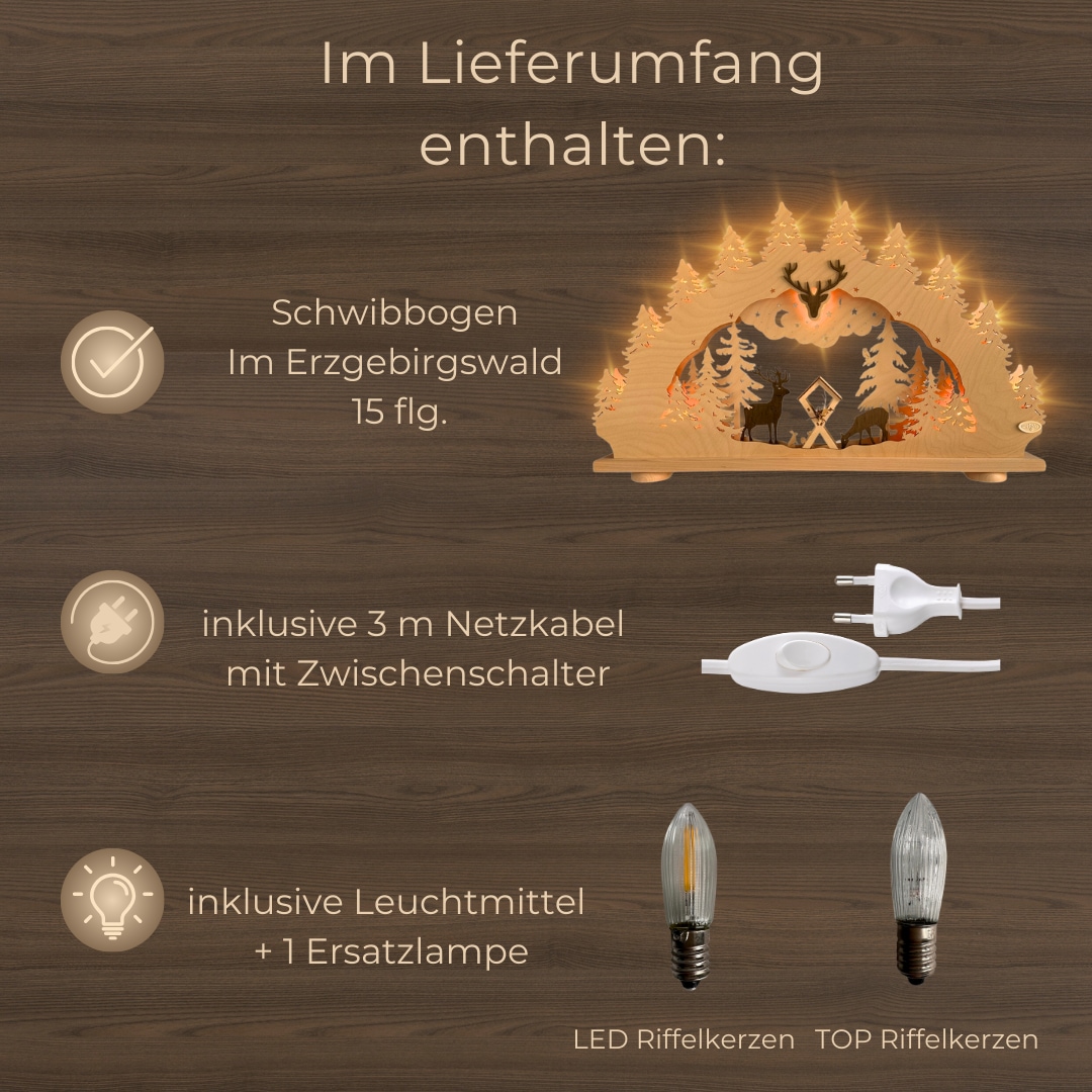Weigla Schwibbogen »Im Erzgebirgswald, Lichterbogen aus Holz, NATUR«