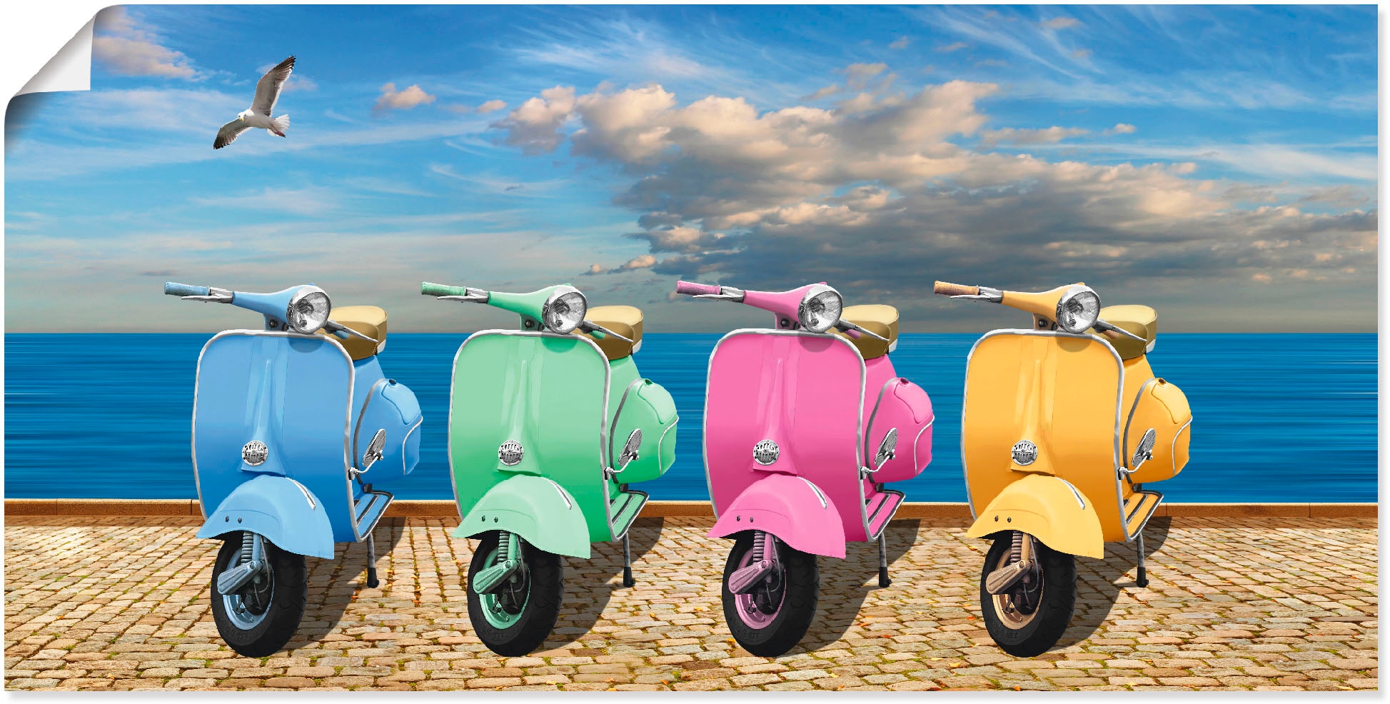 Wandbild »Vespa-Roller in bunten Farben«, Motorräder & Roller, (1 St.), als...