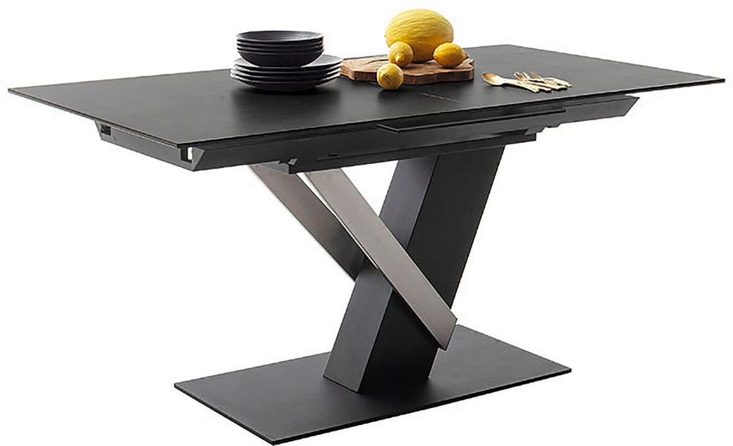 MCA furniture Esstisch »MASSARO Tisch mit Säule 160-210 cm«, (Einzelstück), Keramik, Metall, Synchronauszug, ausziehbar, 6-8 Pers.