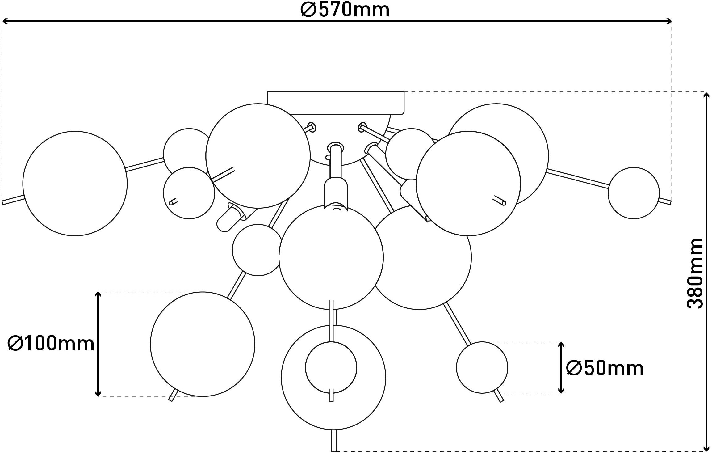 näve Deckenleuchten »Explosion« G9 1 Stk. kleine und große pastellfarbene Glaskugeln, 6x G9 exkl., D: 57cm