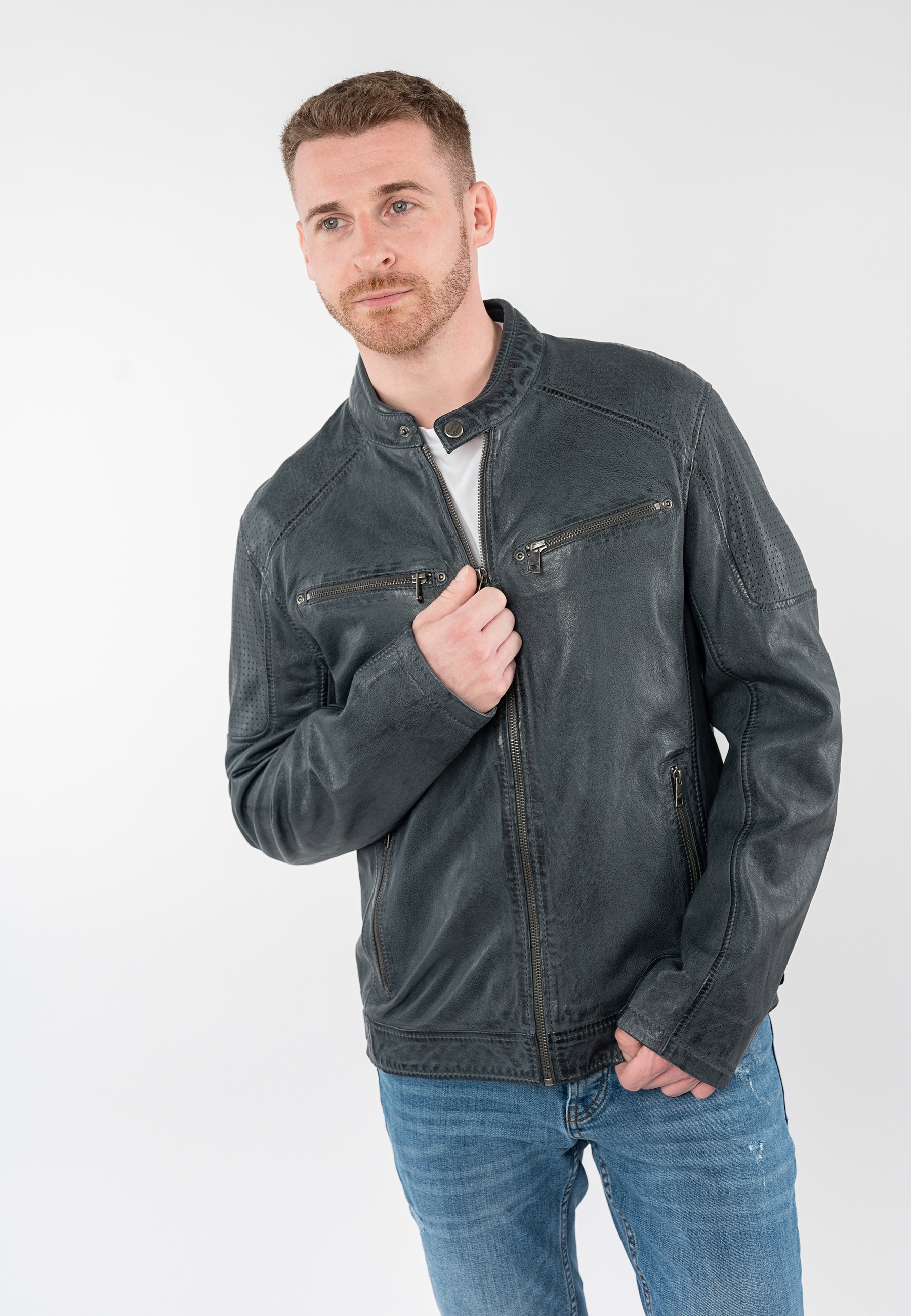 Mauritius Lederjacke »MMBroum« mit Bikerkragen