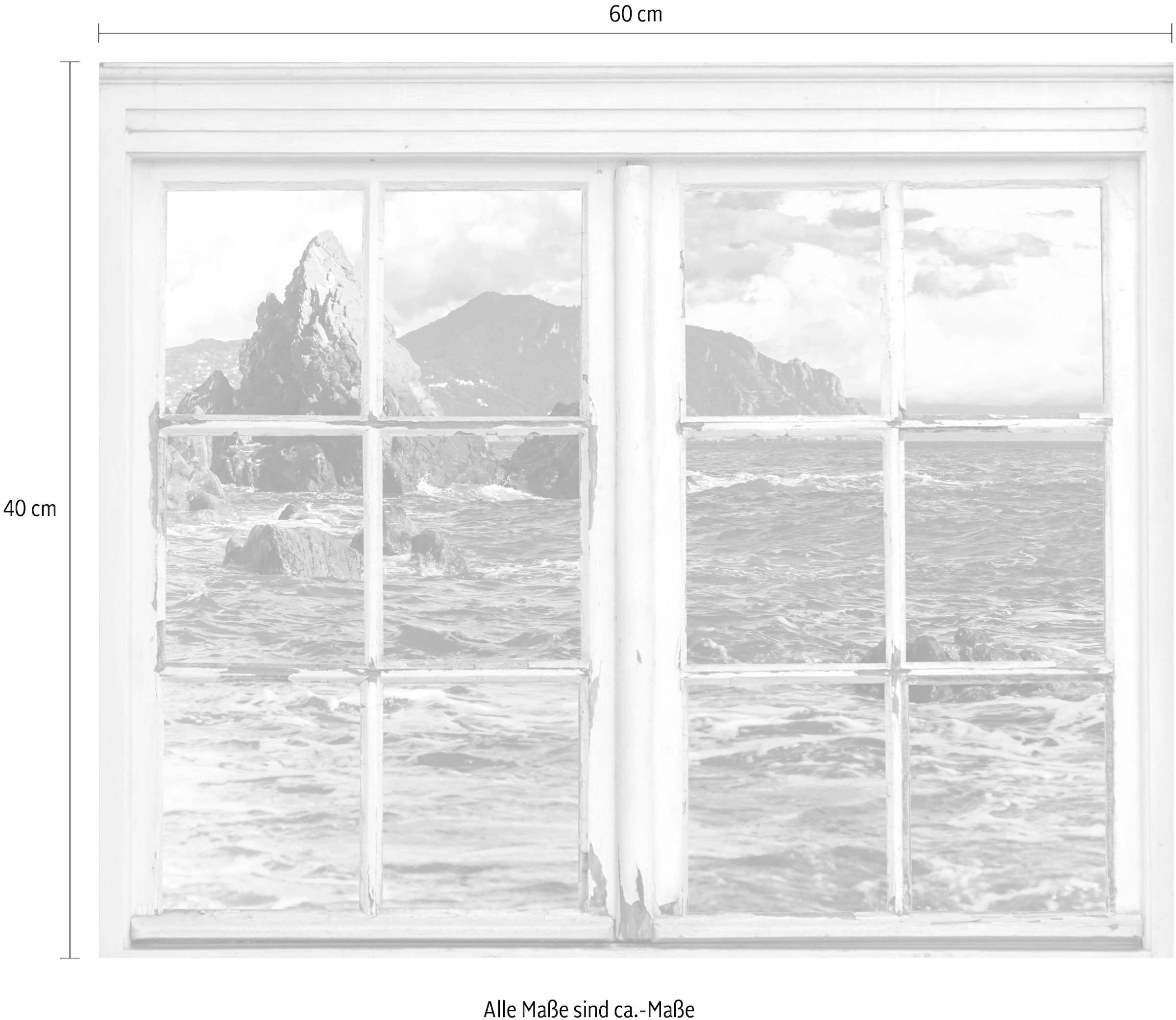 queence Wandsticker »Küste« Wandsticker, Wandbild, selbstklebend, 3D, Fenster