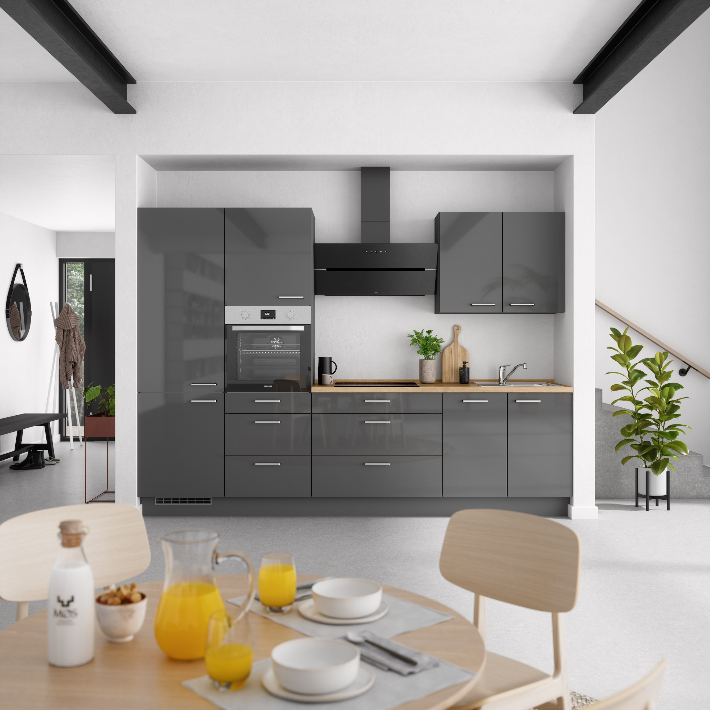 nobilia® Küchenzeile »"Flash II"«, vormontiert, Ausrichtung wählbar, Breite 300 cm, wahlw. mit E-Geräten