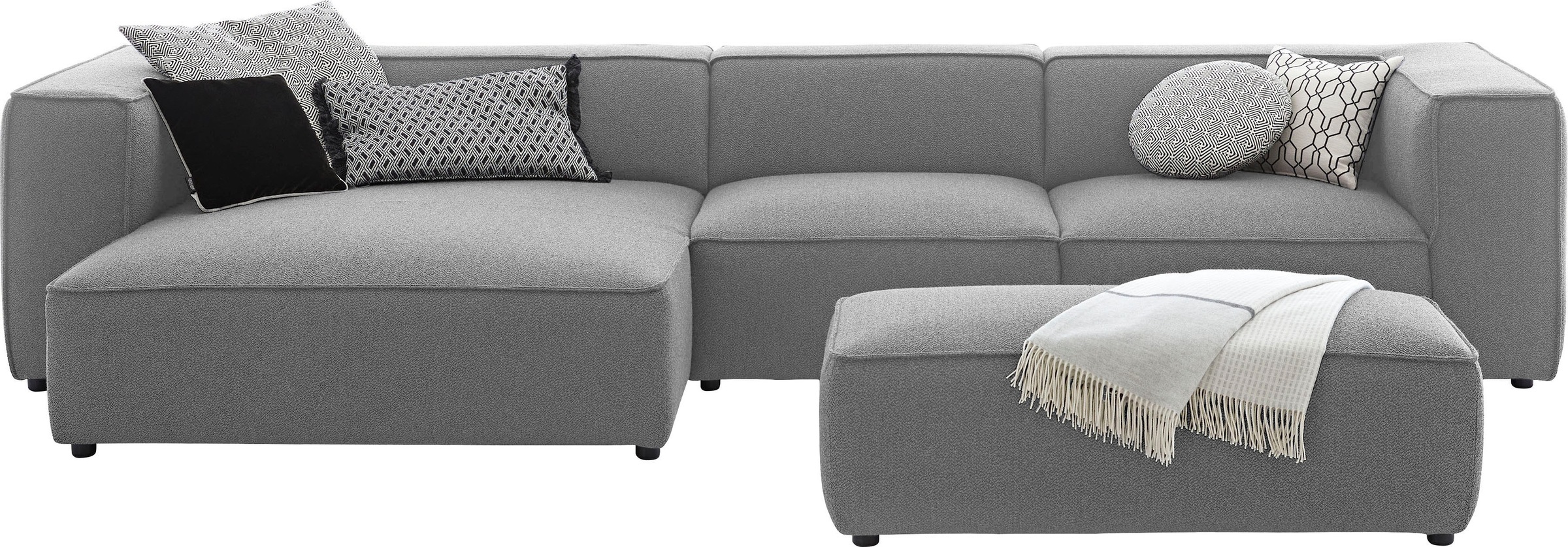 W.SCHILLIG Ecksofa »around-the-block Mega Sofa, viel Platz und hoher Sitzkomfort, L-Form« mit eleganter Biese, mit Federkern, Breite 341 cm