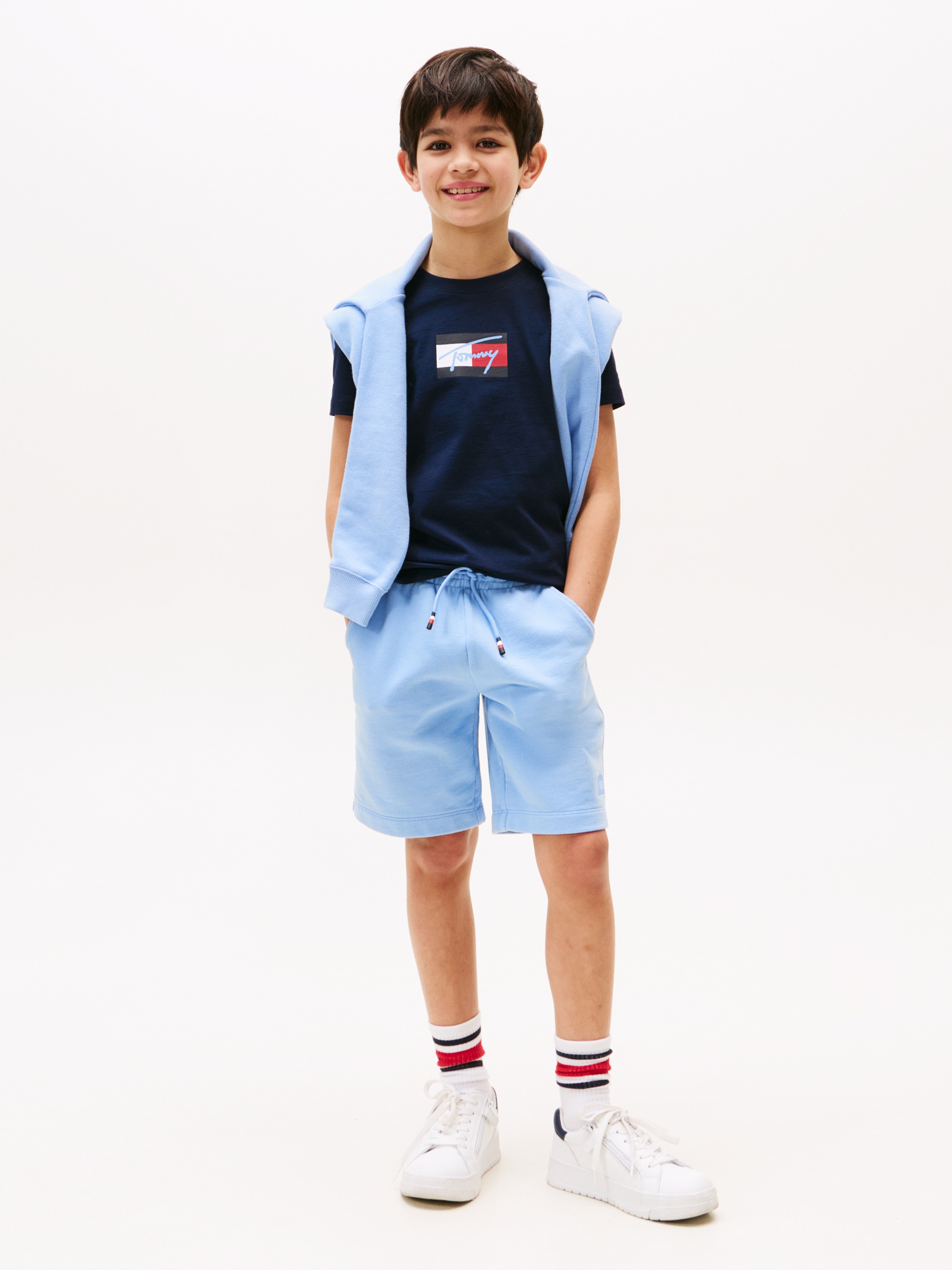 Tommy Hilfiger T-Shirt »TOMMY SCRIPT FLAG PRINT TEE SS«, für Kinder bis 16 Jahre, mit Logo-Print