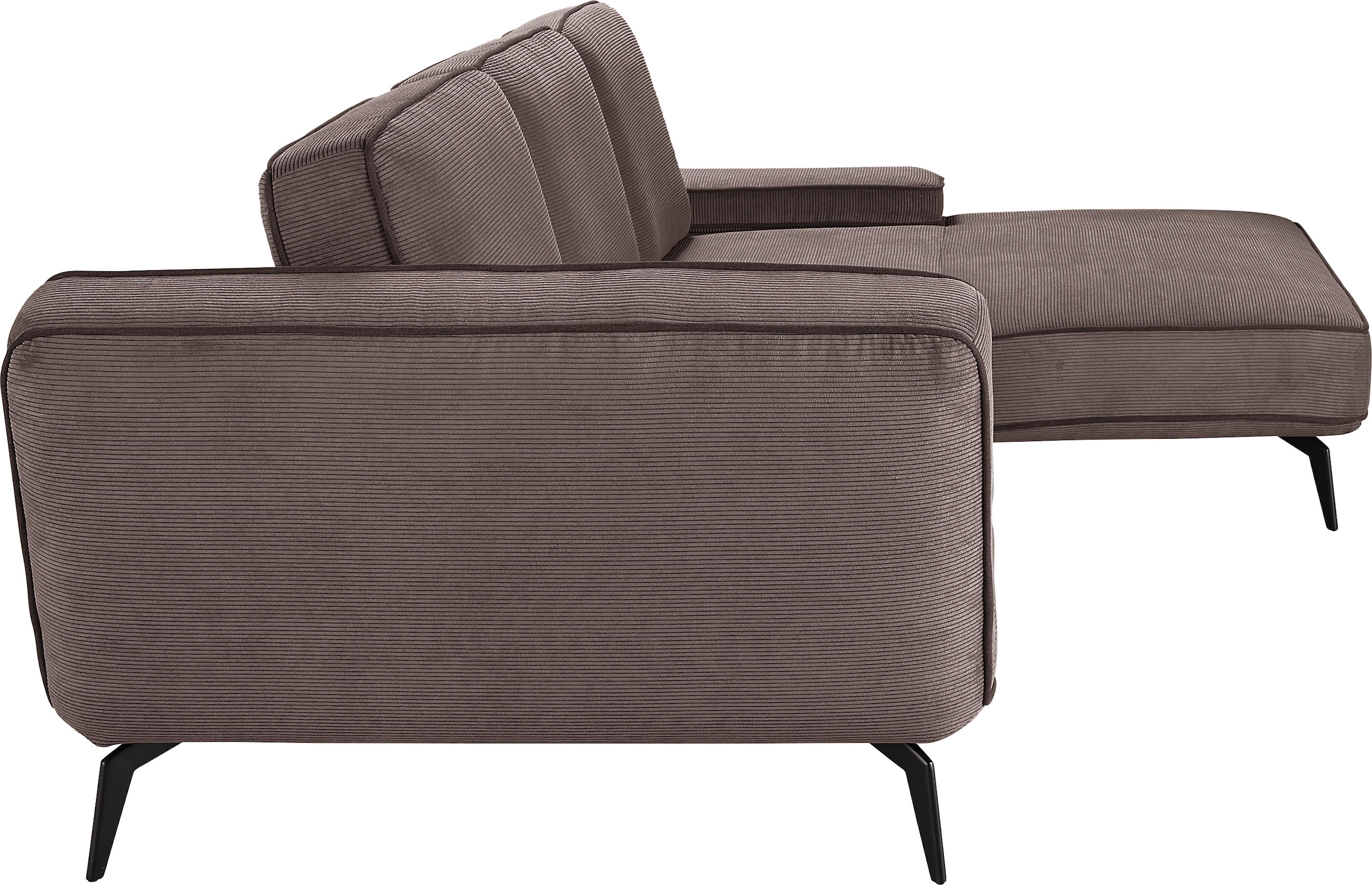 set one by Musterring Ecksofa »SO 4500, Füße schwarz matt, inkl Schwenkrückenfunktion, Cord, L-Form«, wahlweise mit Kopfstütze/Armteilverstellung/Rückenneigung