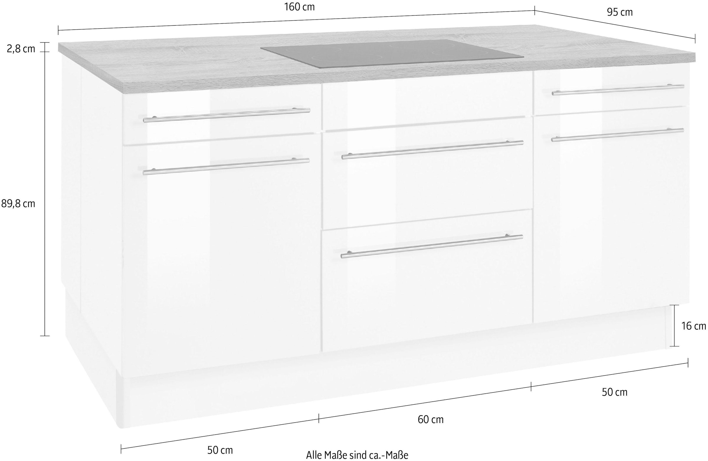 OPTIFIT Kochinsel »Bern«, Stellbreite 160x95 cm mit höhenverstellbaren Füßen