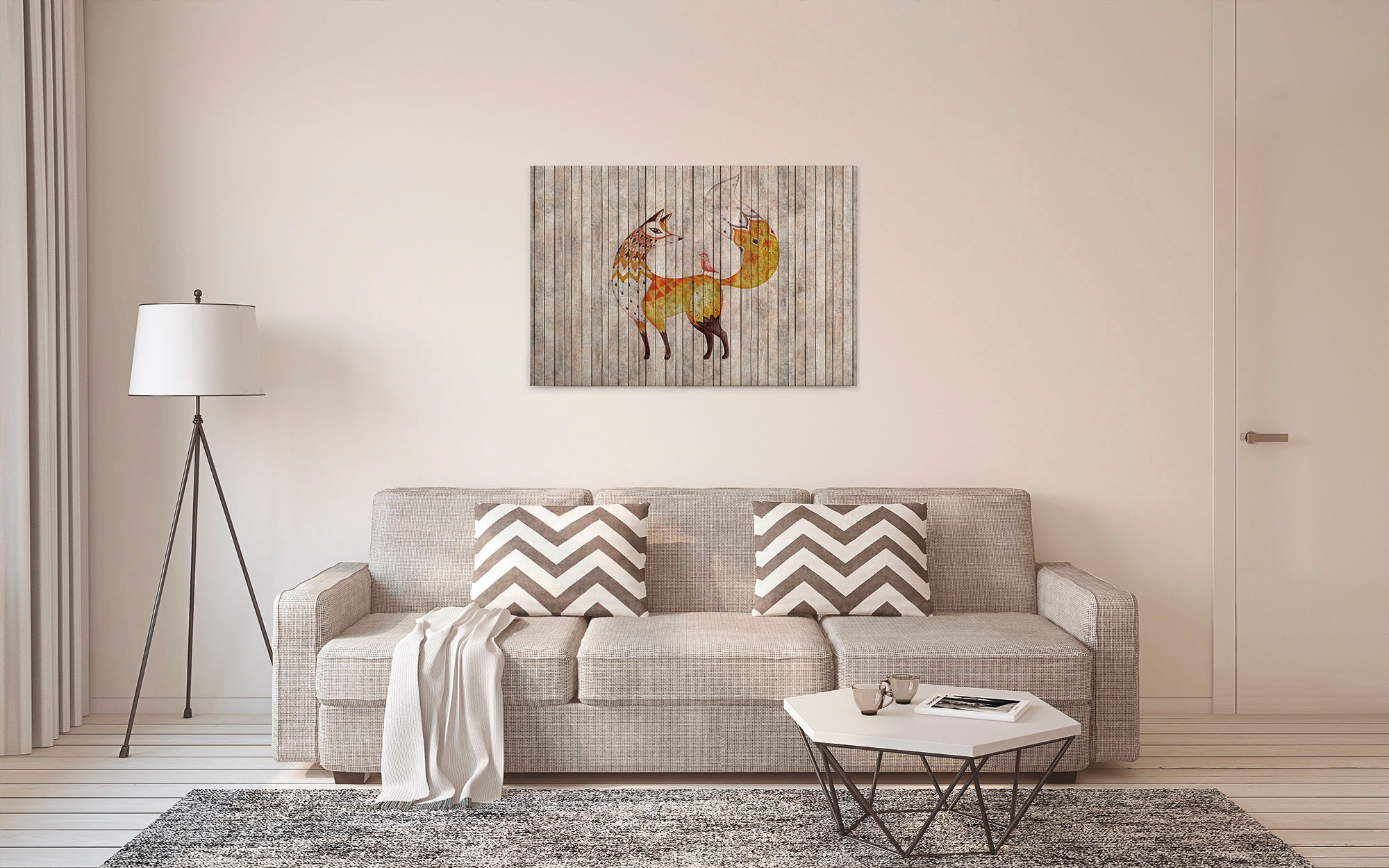 A.S. Création Leinwandbild »fairy tale«, Kunst-Tiere-Kinder, (1 St.), Keilrahmen Bild Holzoptik Tiere Leinwand-Bild Wohnzimmer modern Kinder