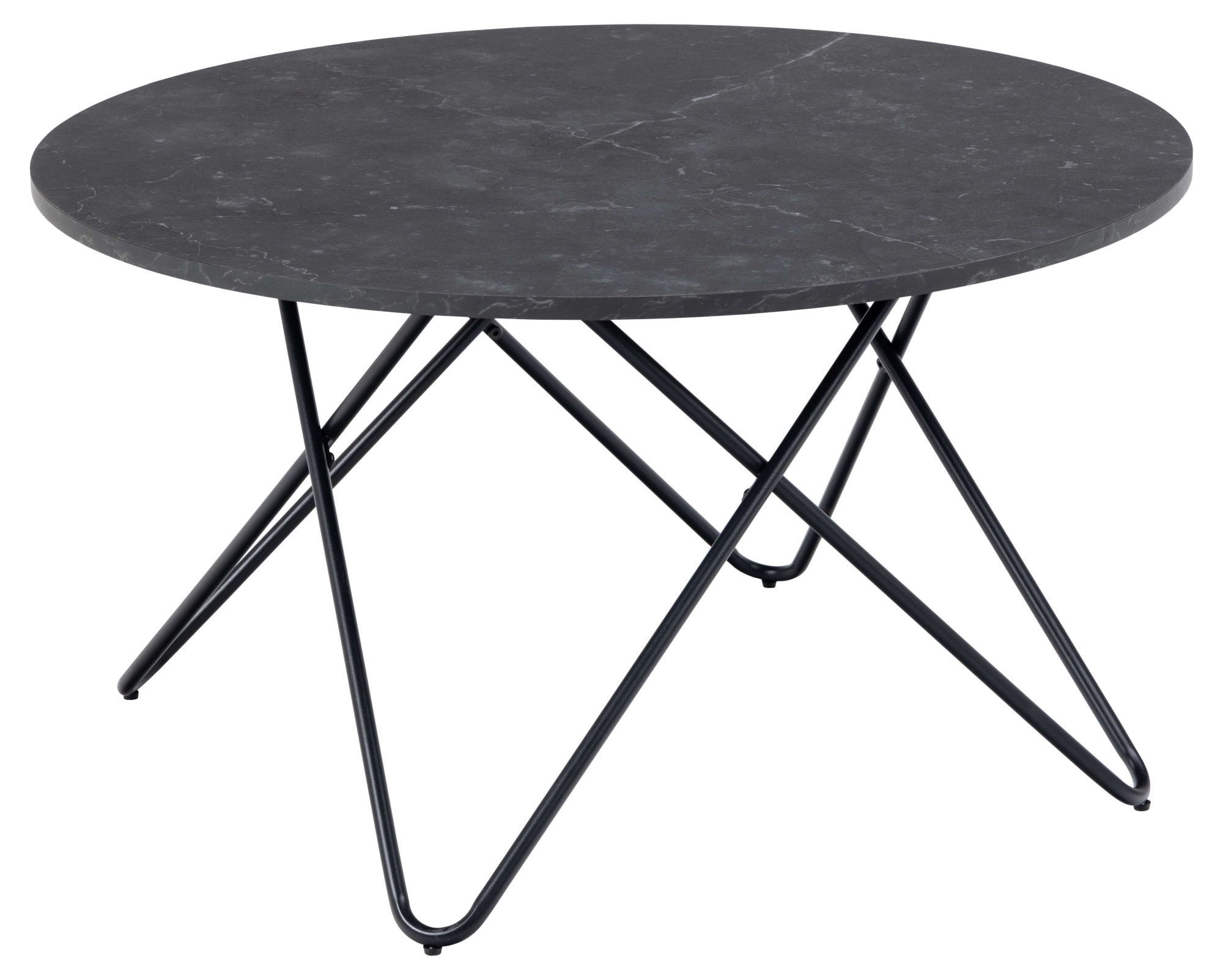 ACTONA GROUP Couchtisch »Wyre TOPSELLER!«, (Wohnzimmertisch, Sofatisch, Kaffeetisch), rund, schwarzer Marmor-Look, schwarzer Stahldrahtfuß, T: 80 cm