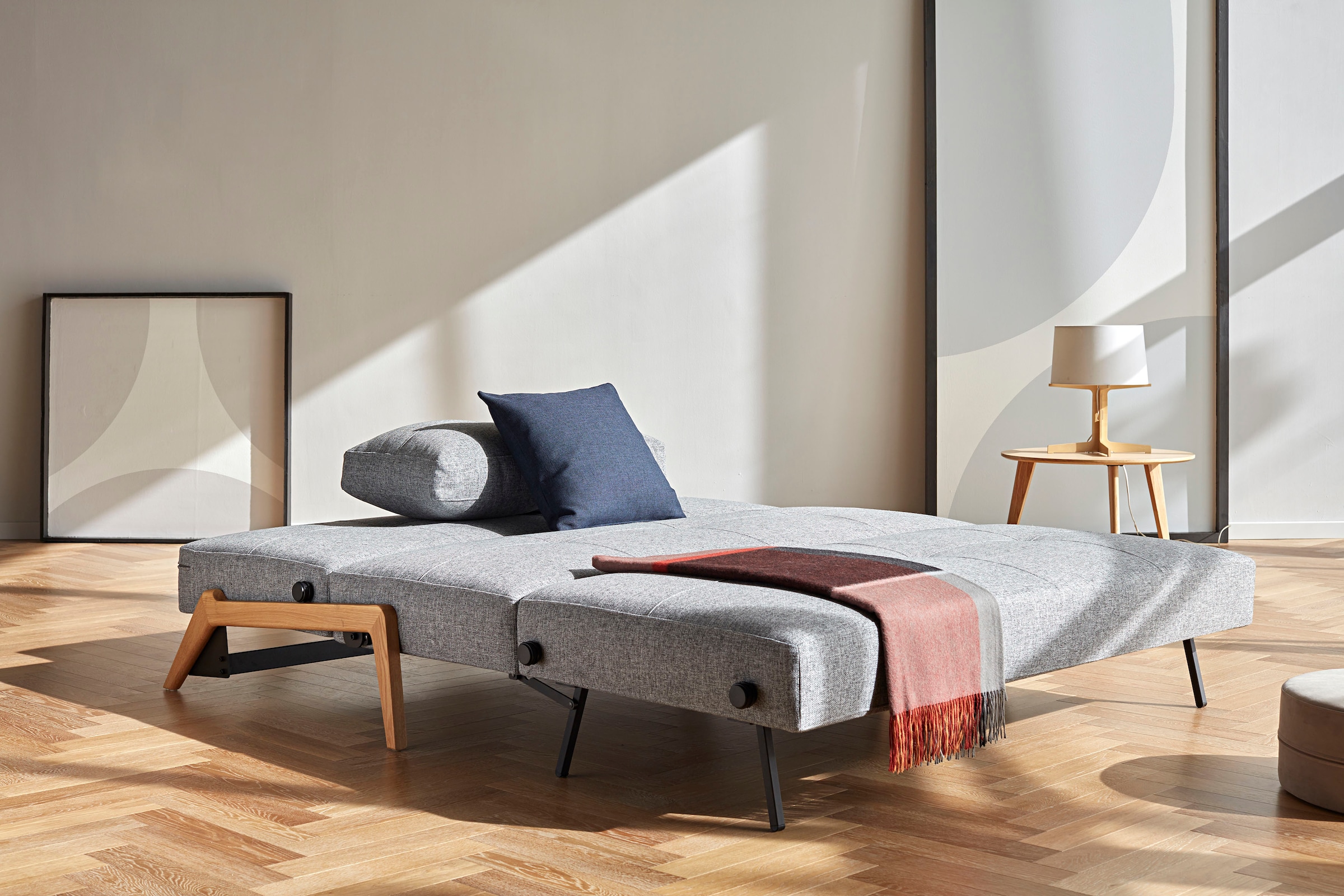 INNOVATION LIVING ™ Schlafsofa »Cubed hochwertige Schlaffunktion, Design und extra Komfort,«, kompaktes Klappsofa mit Füßen aus Eiche