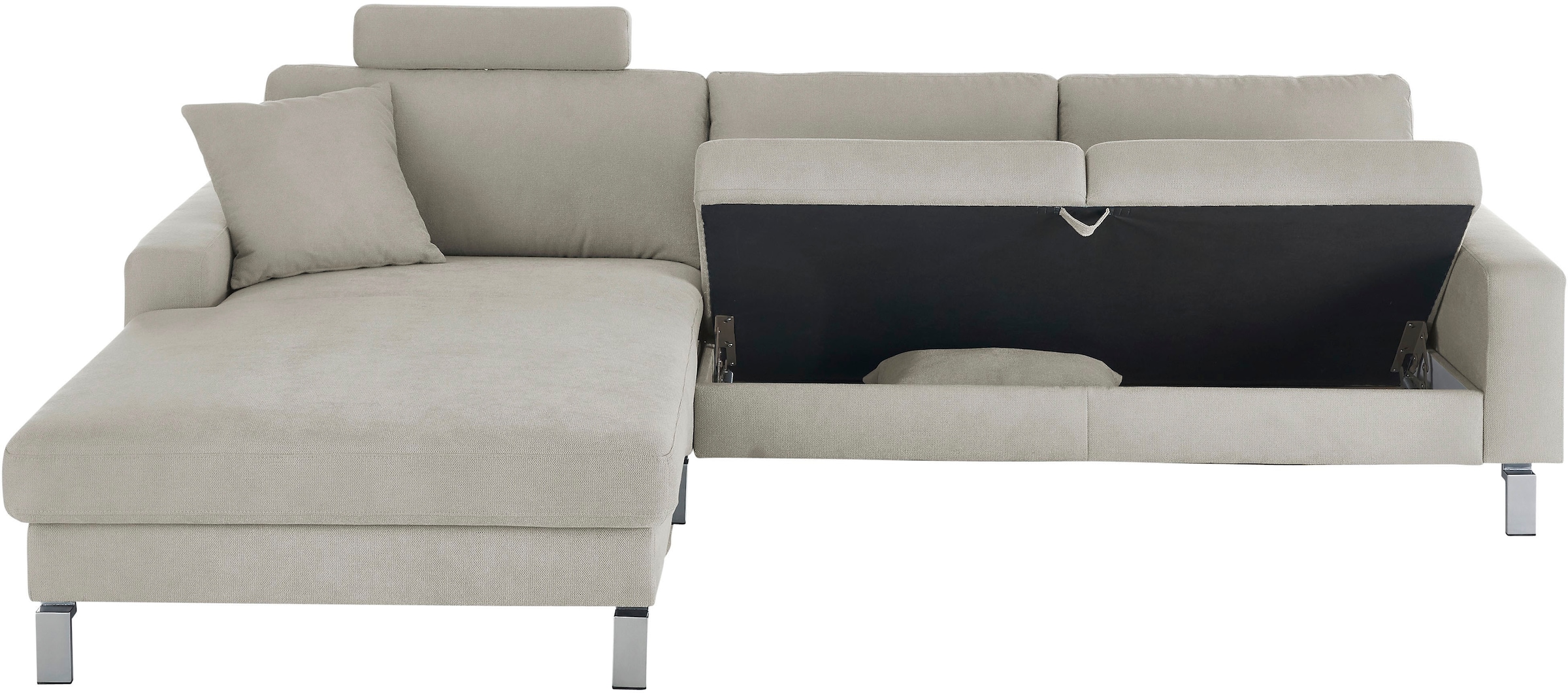 3C Candy Ecksofa »Lecce, wahlweise PUR-Schaumstoff oder Tonnentaschenfederkern«, Bett im 2,5-Sitzer, teilmotorische Schlaffunktion im Longchair, L-Form
