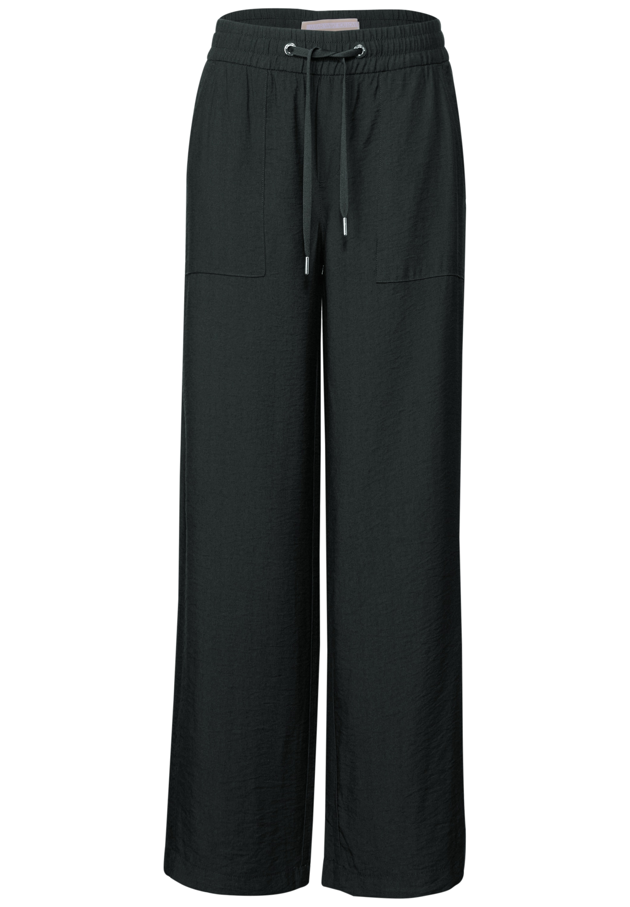 STREET ONE Stoffhose, Sommerhose weites Bein, mit Kordelzug und elastischem Bund