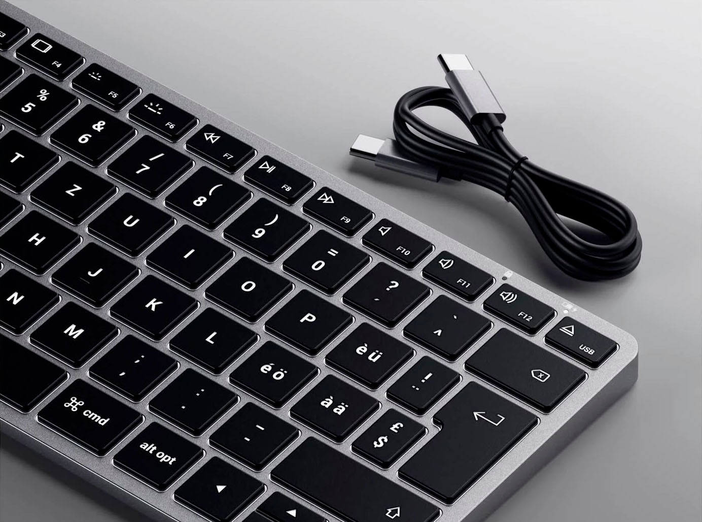 Satechi Wireless-Tastatur »Slim X1«, (Fn-Tasten-Lautstärkeregler-Multimedia-Tasten-USB-Anschluss-iOS Sondertasten)