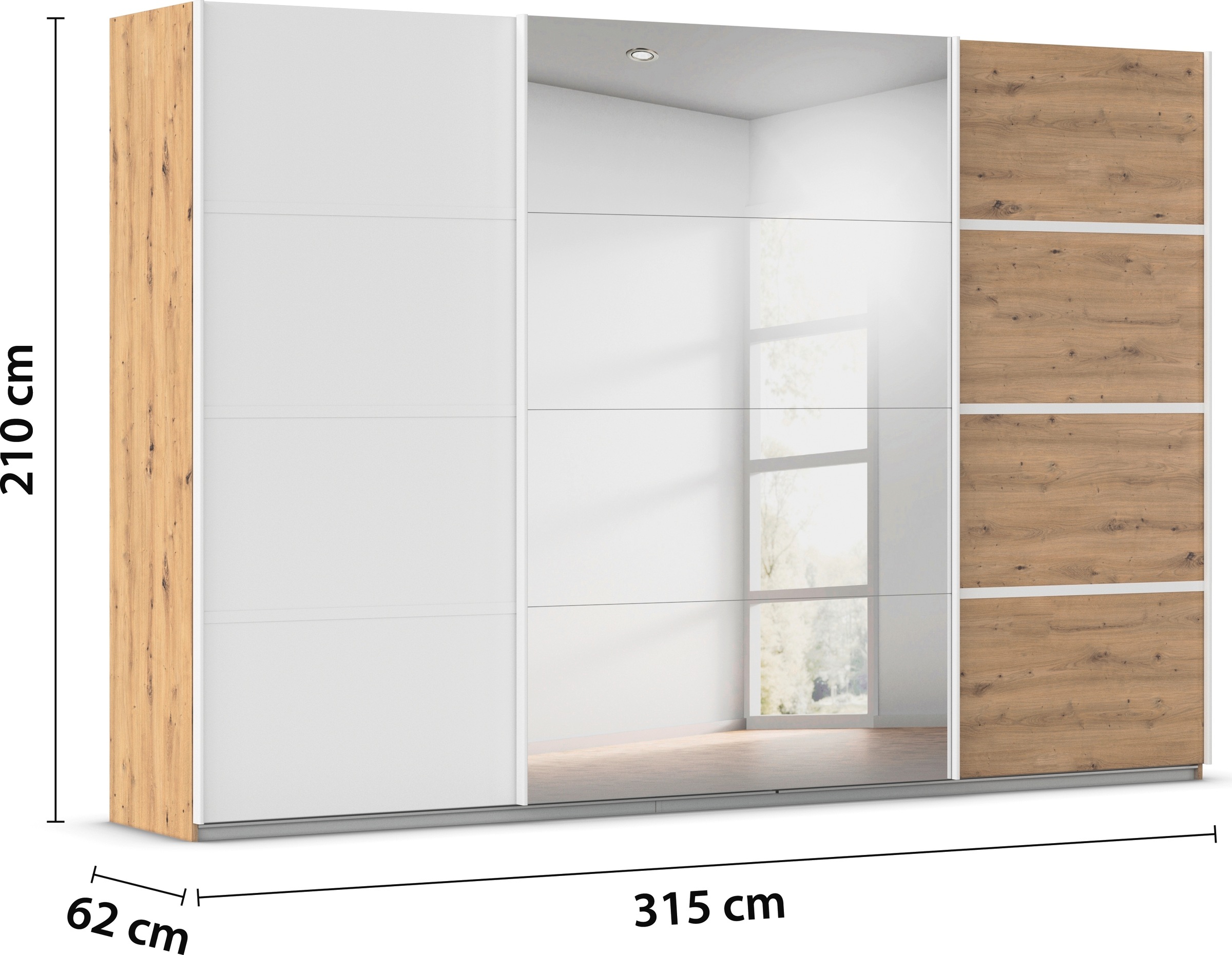 rauch Kleiderschrank »Schwebetürenschrank Garderobe Schrank TOP ANGEBOT Avola«, (in 3 verschiedenen Ausstattungen BASIC/CLASSIC/PREMIUM inkl. Spiegel), mit eleganten Zierleisten in Chrom, Schwarz oder Weiß MADE IN GERMANY