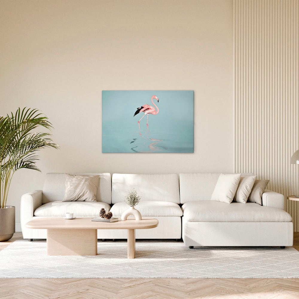 A.S. Création Leinwandbild "Flamingo Water - Wandbild Blau Rosa Grau Keilra günstig online kaufen