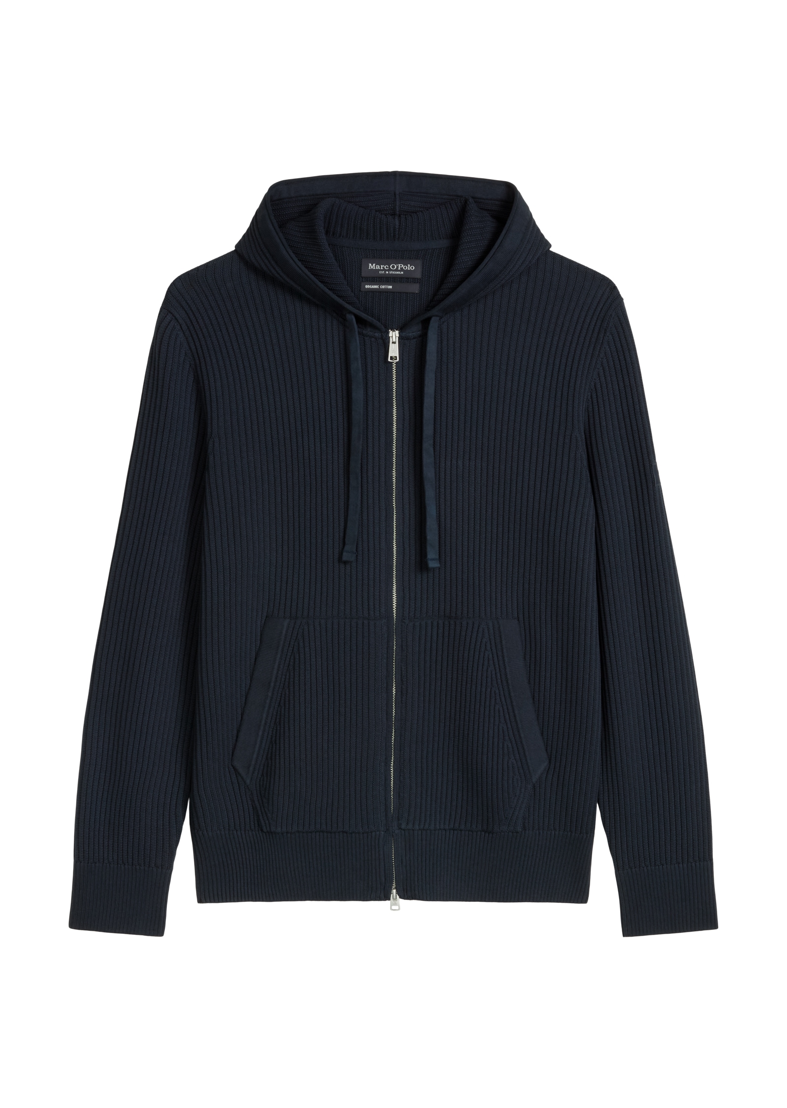 Marc O'Polo Kapuzenstrickjacke regular Fit, geteilte Kängurutasche