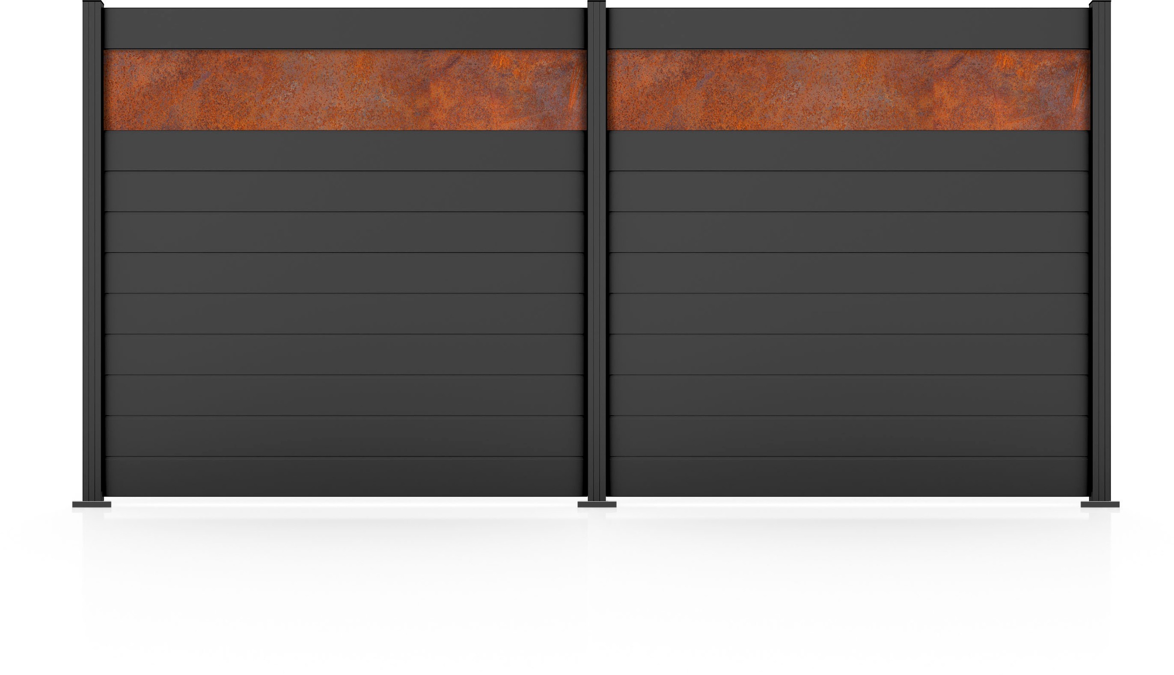 STAKET PRO Gartenzaun »Komplettzaun Paneel 150«, LxH: 368,4x187 cm, 2 Elemente á 180 cm Breite + Cortenstahl