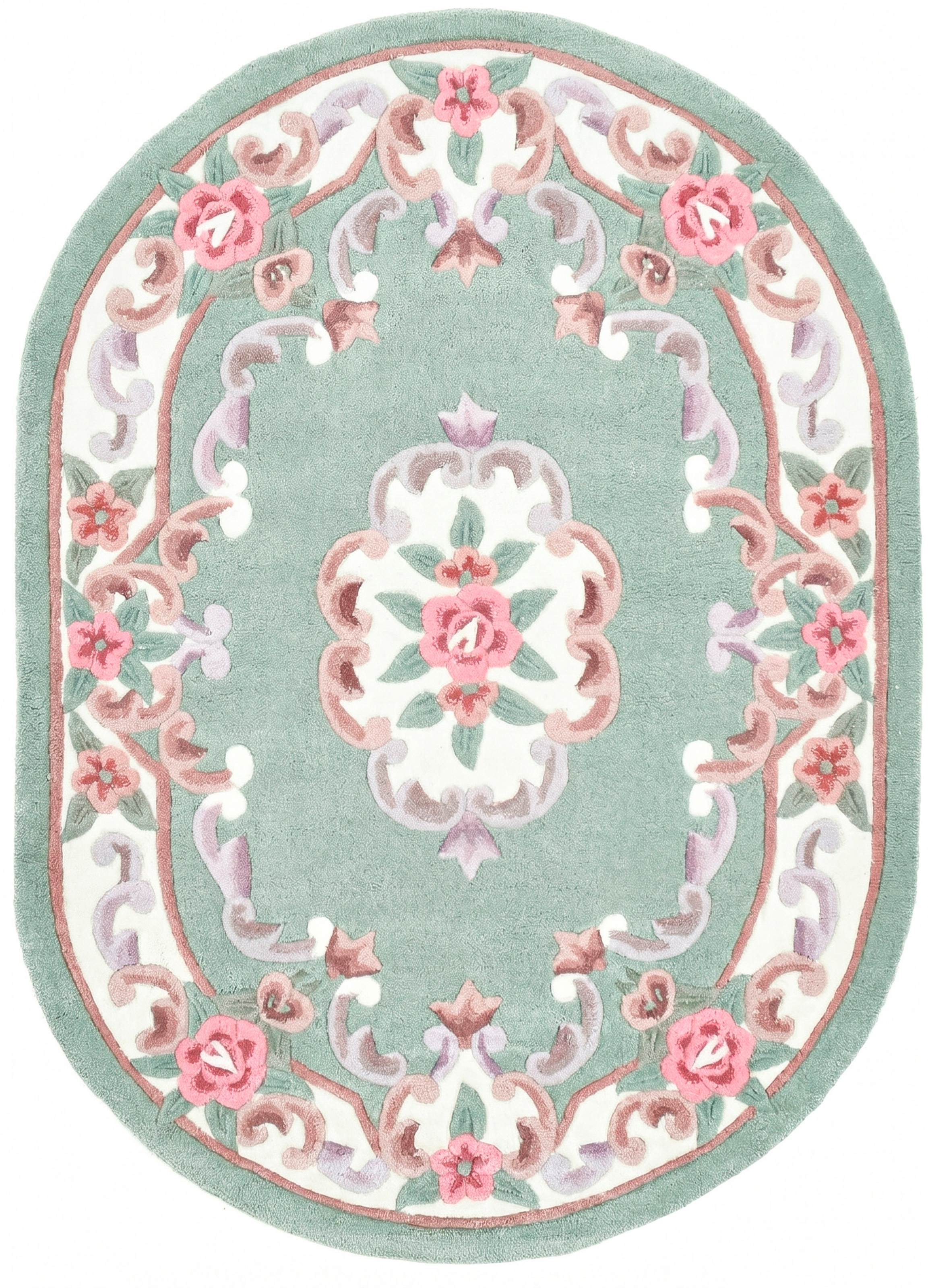 THEKO Teppich »Ming« oval 14 mm Höhe handgefertigt, Pastell-Farben, florales Design, Wohnzimmer