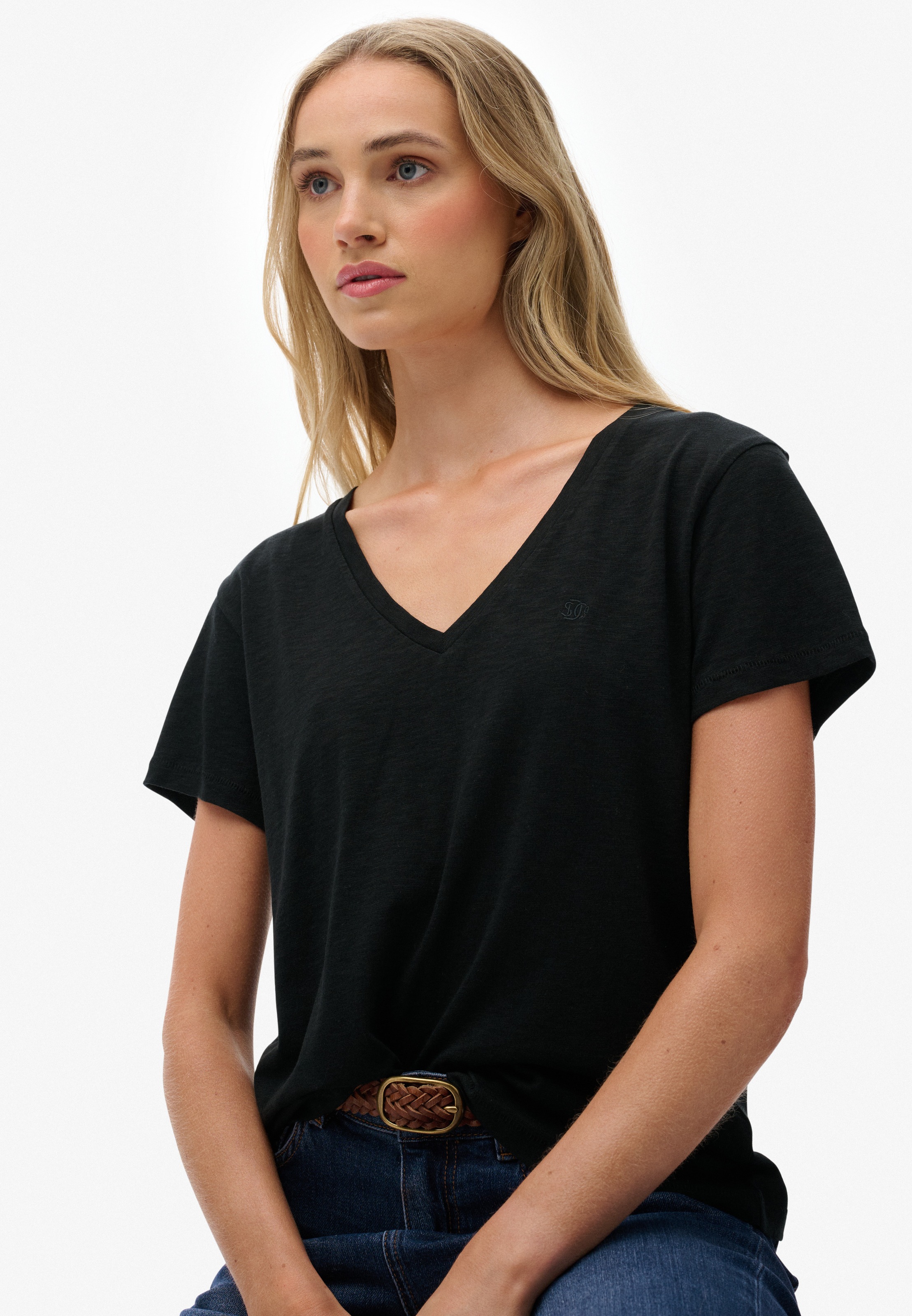 Superdry T-Shirt »STUDIOS SLUB EMB VEE TEE«