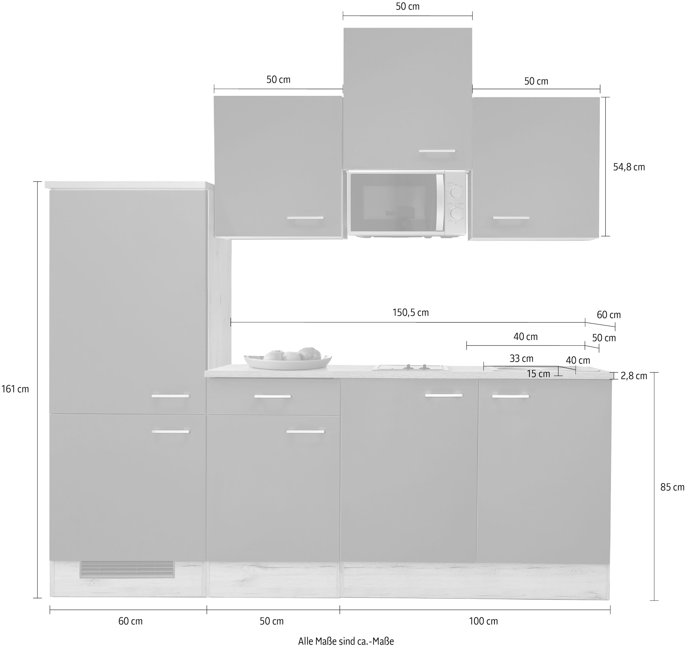 Flex-Well Küchenzeile »Vintea« mit E-Geräten, Gesamtbreite 210 cm
