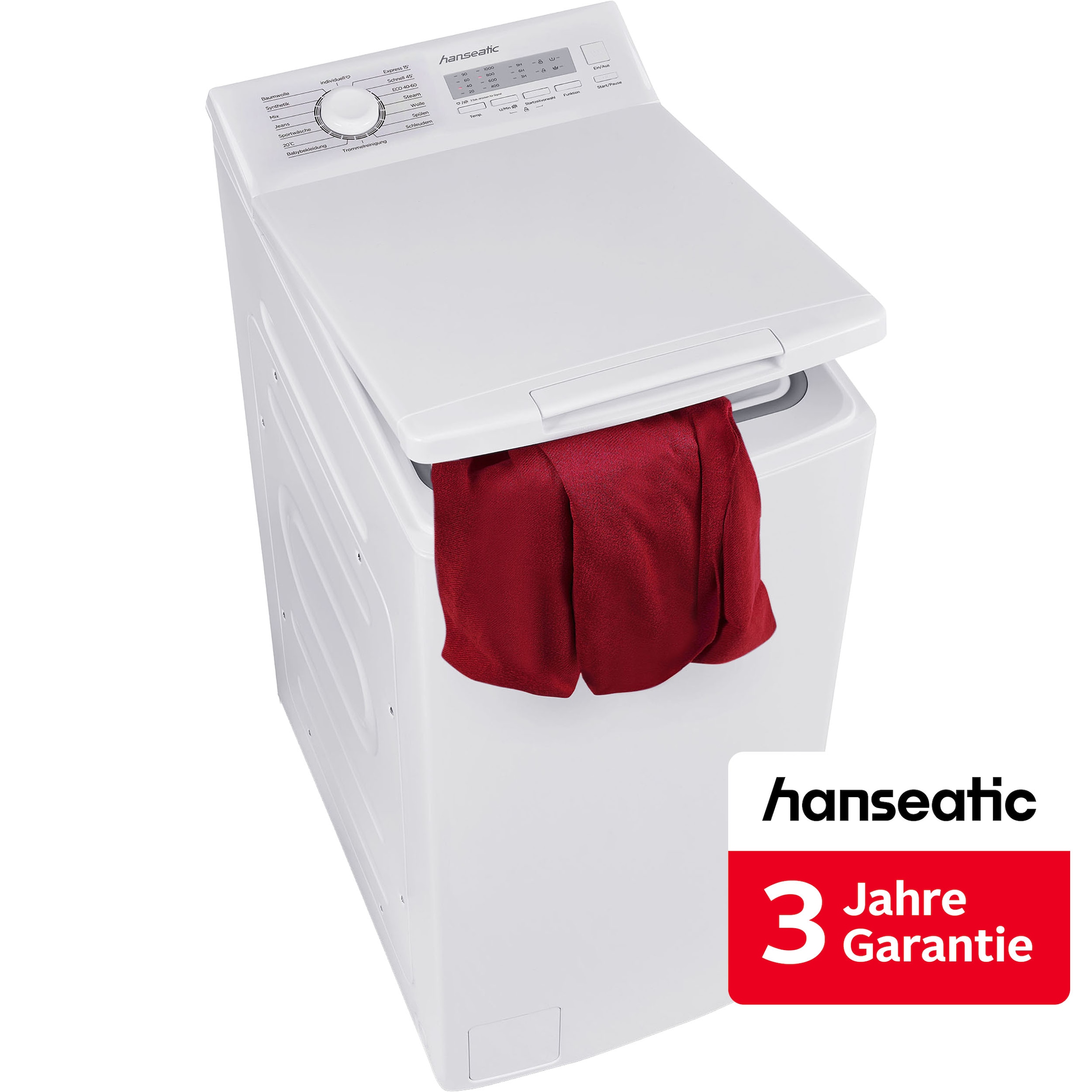 HANSEATIC Waschmaschine Toplader weiß