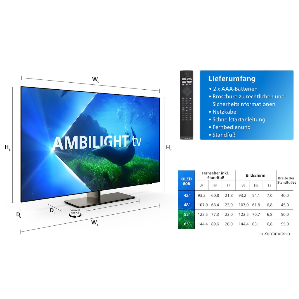 Philips LED-Fernseher »48OLED808/12«, 122 cm/48 Zoll, 4K Ultra HD, Smart-TV-Android TV