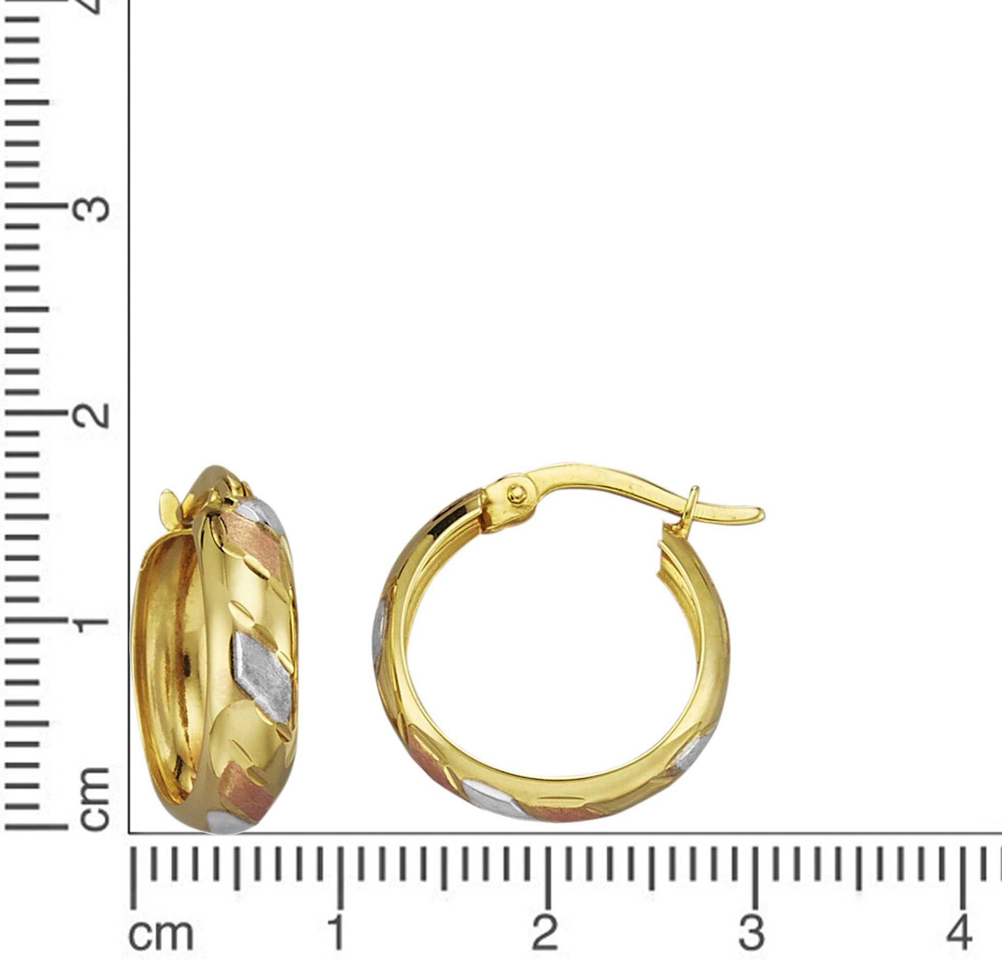 Firetti Paar Creolen »Schmuck Geschenk Gold 375 Ohrschmuck Ohrringe Tricolor«