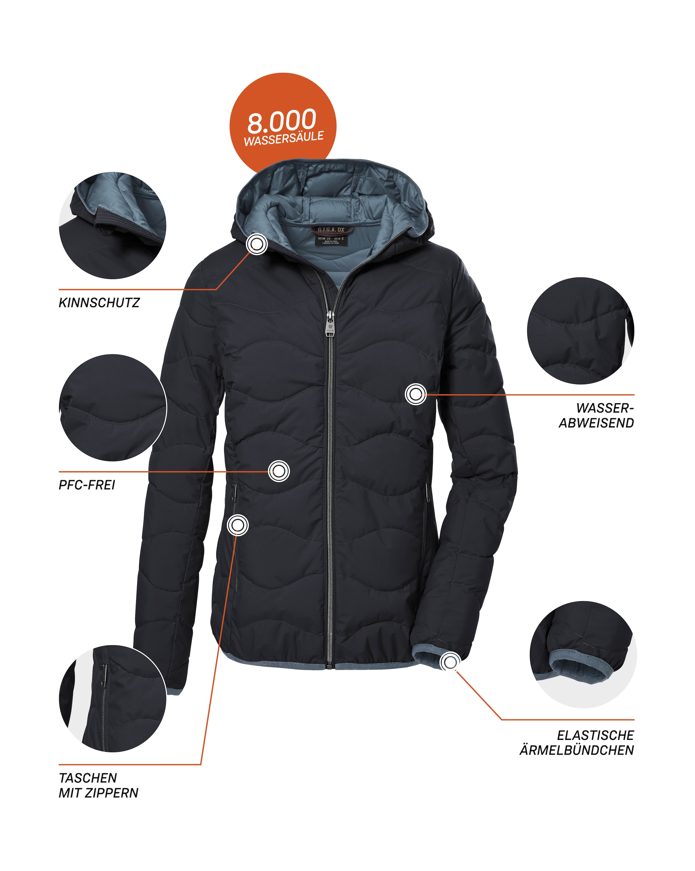 G.I.G.A. DX by killtec Steppjacke »GW 21 WMN QLTD JCKT«, Elegante, wasserabweisende Damenjacke aus recycelten Materialien
