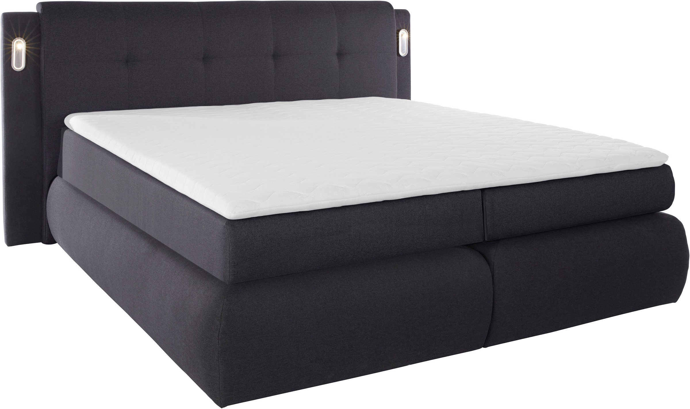 COLLECTION AB Boxspringbett »Borna«, inklusive Bettkasten, LED-Beleuchtung und Topper