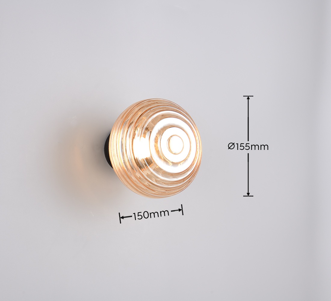 REALITY Leuchten LED Wandleuchte »EARL, runde Akku Wandlampe mit Touchdimmer, USB-Anschluss Ø 15,5cm«, 1 flammig, Leuchtmittel LED-Board | LED fest integriert, Akku Wandlampe Glasschirm, einfache Wandbefestigung, Tiefe 15 cm
