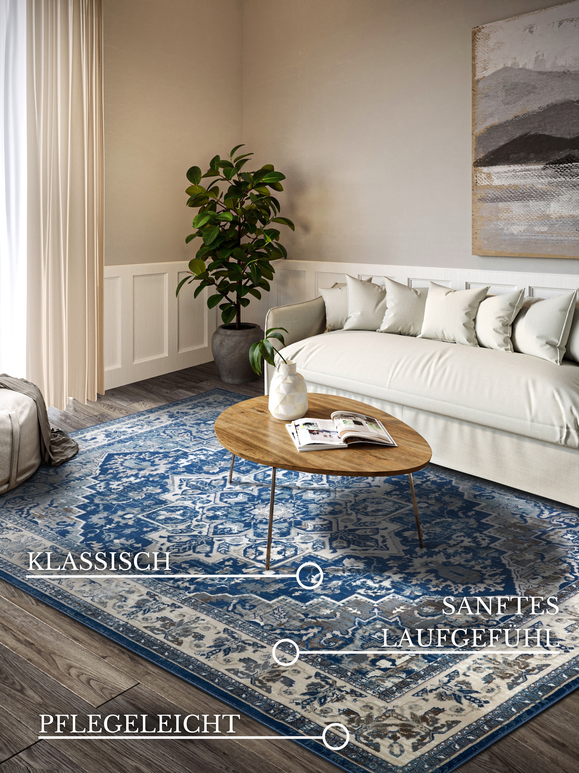 Villeroy & Boch Teppich »Jehanne« rechteckig 11 mm Höhe Orientalisch, Wohnzimmer, Schlafzimmer, Klassisch, Kurzflor, Weich