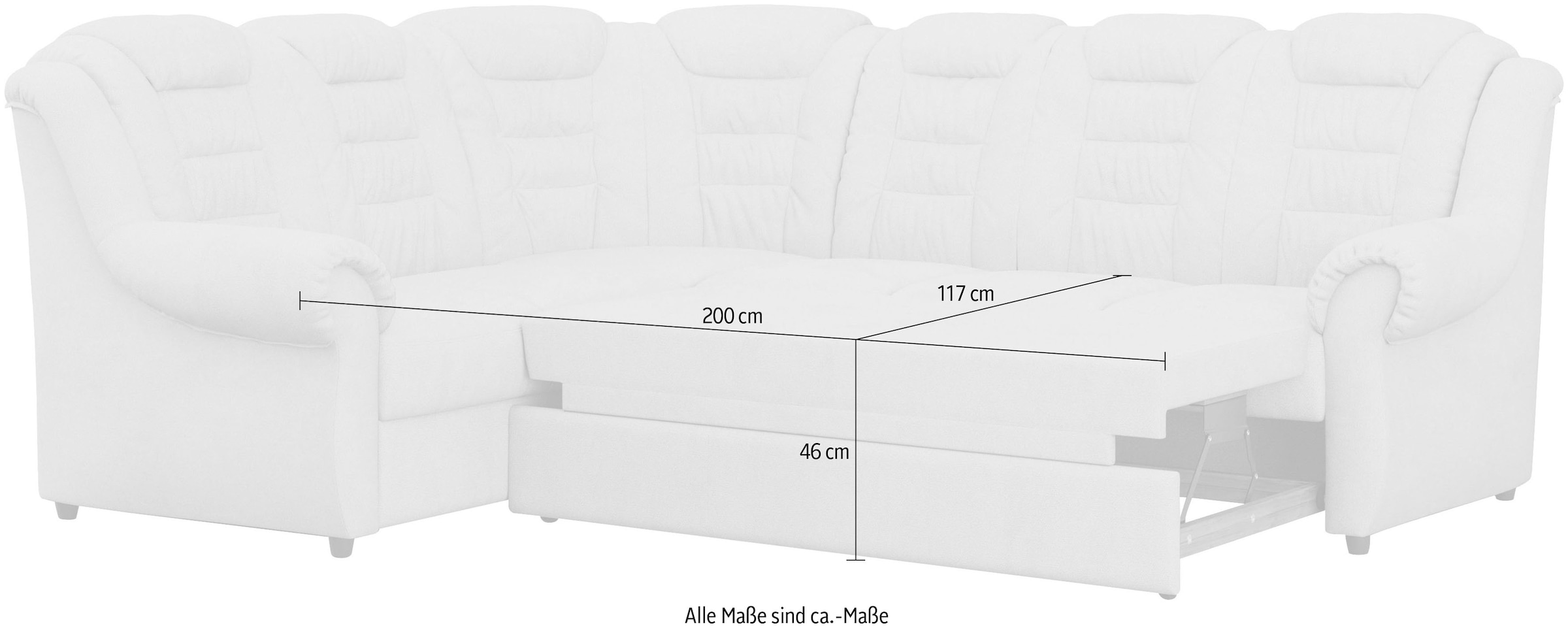Home affaire Ecksofa »Boston L-Form«, mit hoher Rückenlehne, optional mit Bettfunktion und Stauraum