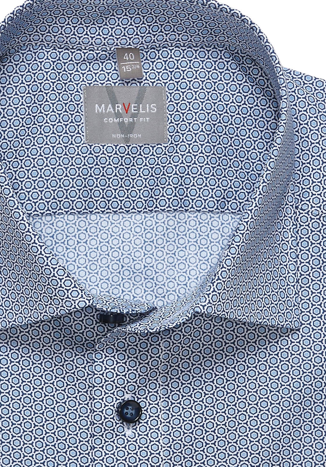MARVELIS Kurzarmhemd Bügelfrei, comfort fit, Businesshemd, Minimal Print
