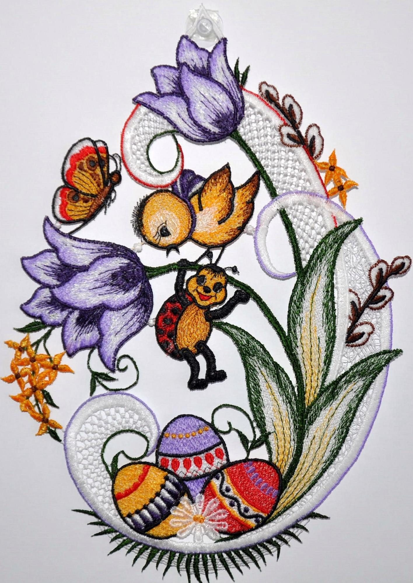 Fensterbild STICKEREIEN PLAUEN "Fensterbild Ostern" Gr. 1, bunt, B:22cm H:32cm