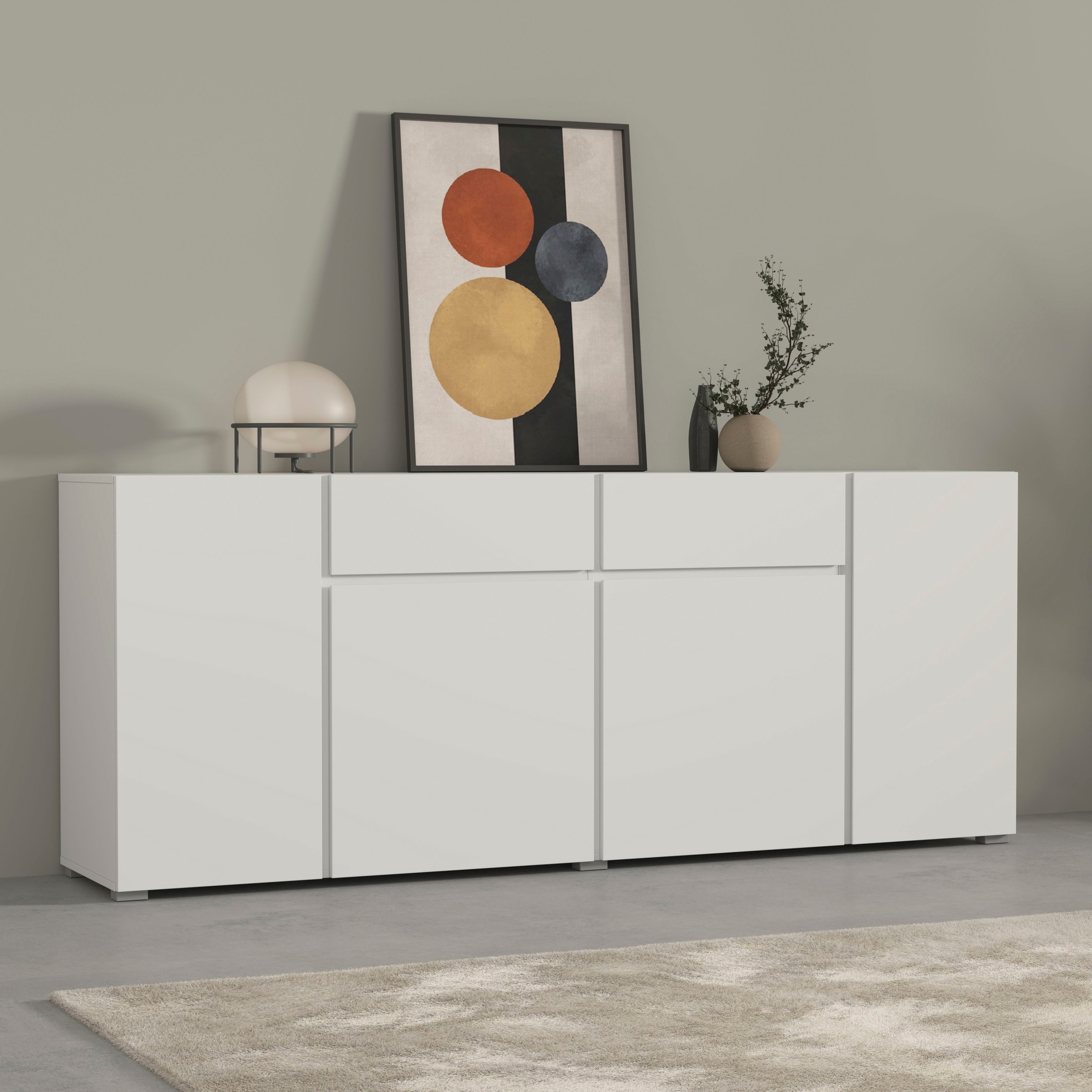 INOSIGN Sideboard »Metric,Breite 195 cm, grifflose Kommode 4 Türen/2 Schubk günstig online kaufen