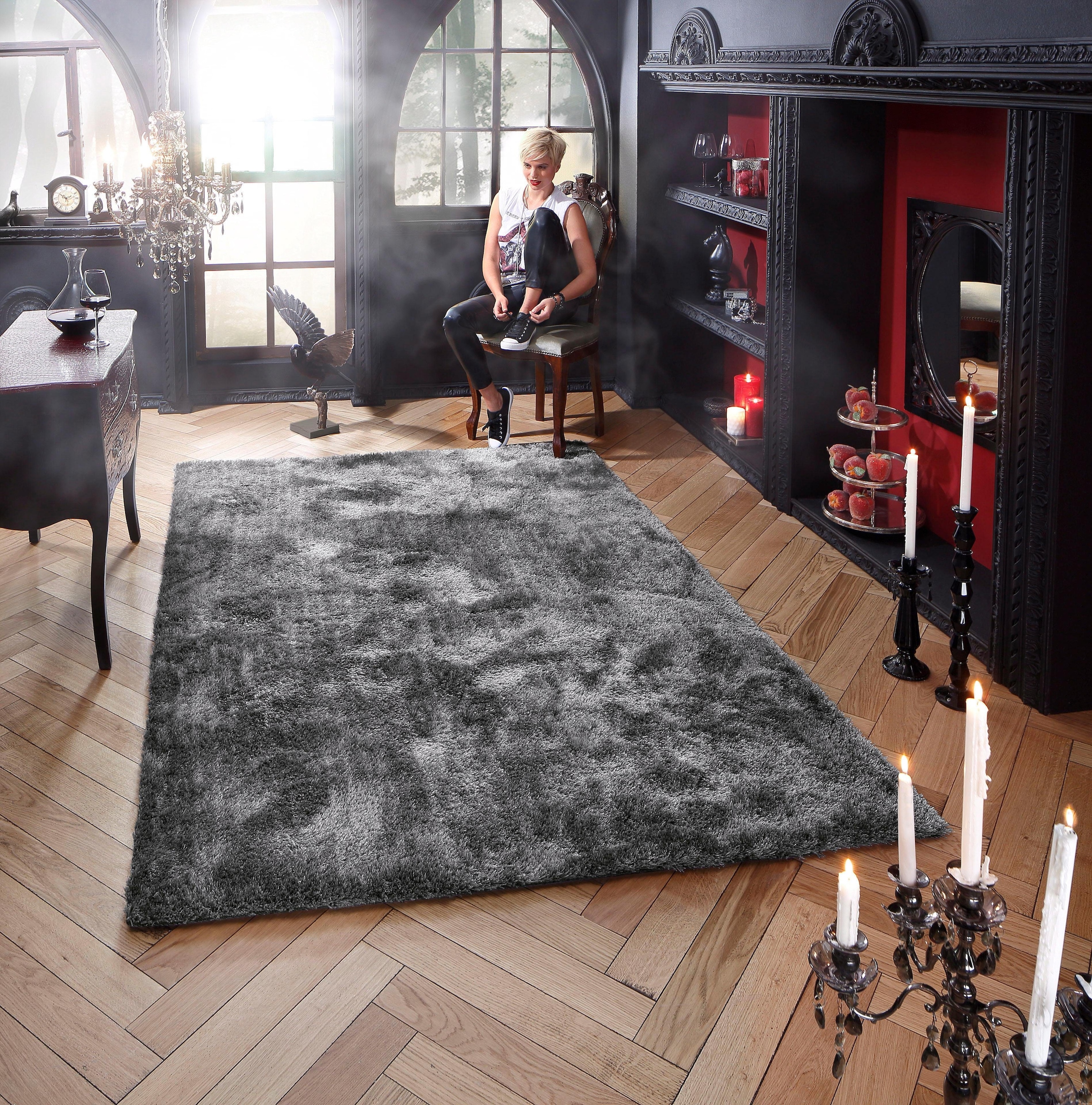 8. Bild von Bruno Banani Hochflor-Teppich »Dana Teppich, leichter Glanz«, rechteckig, uni, weich, Mikrofaser Teppiche, Wohnzimmer, Schlafzimmer, Esszimmer